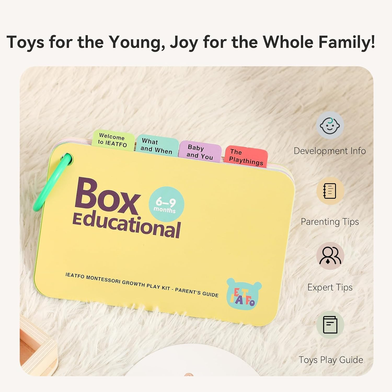 EERKEOD Montessori Toys for Babies 6-9 Months 7 in 1 Wooden Sensory Baby Toy Set with Multi Sensory Ball,Object Performance Box, Stacking & Nesting Rings - Newborn Baby Boy Girl Gift image number 1