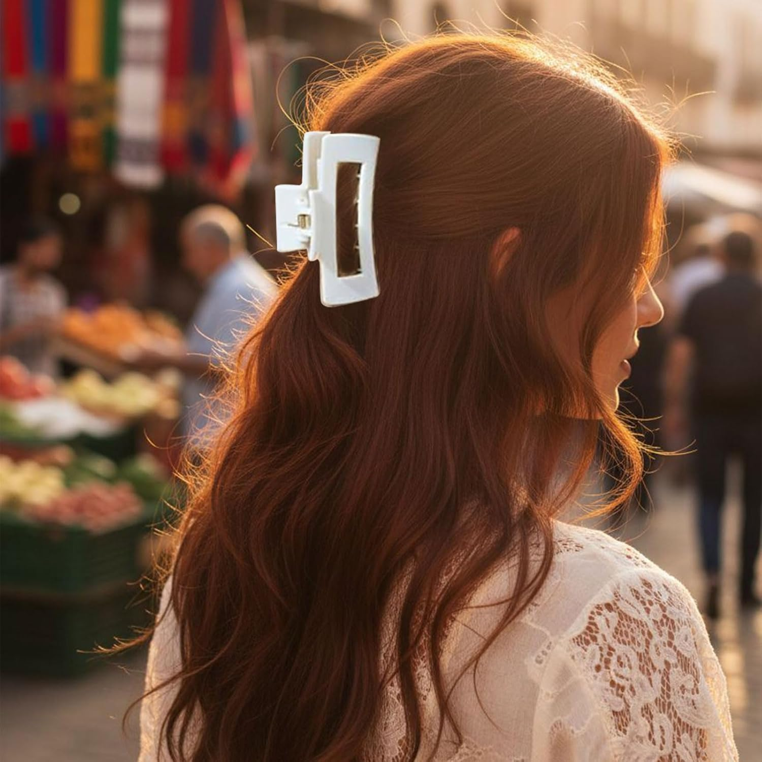 Muorruo Pack of 4 Cloud Clips, Flexible Silicone Hair Clips, Non-Slip Large Bendable Hair Clip, Soft Hair Clips for Thin and Thick Hair, Non-Removable Hair Clip (White) image number 6