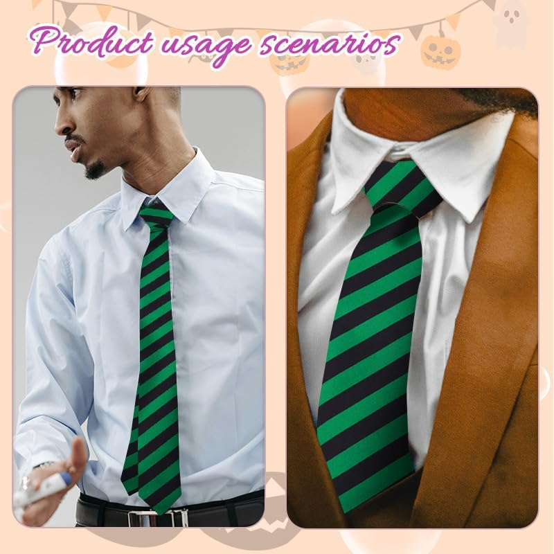 Halloween Leopard Print Neckties for Business Casual Striped Tie for Men Women Vintage Polka Dot Ties for Cosplay Costumes image number 3