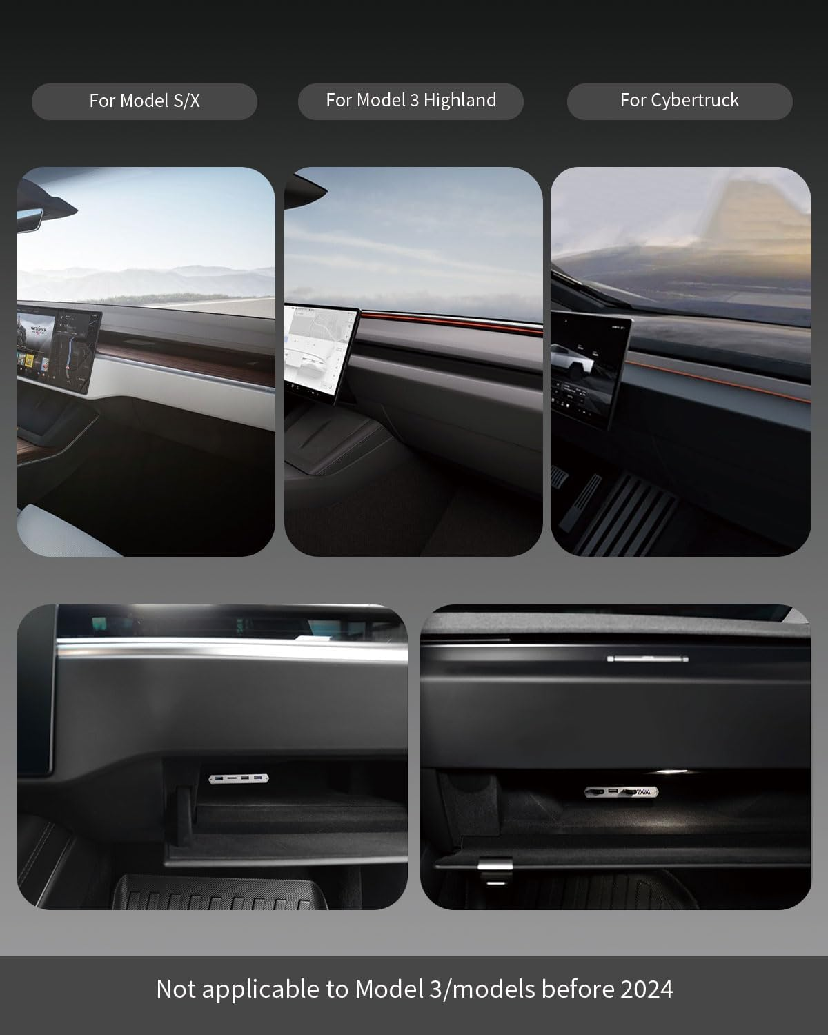 JOWUA 1TB SSD 3-Port HUB for Tesla 2025 New Model Y, 2024-2025 Model 3 Highland, Model X, Model S, Cybertruck 1, 3 USB-A Ports, Supports USB 3.2 Gen 2 and M.2 Nvme SSD image number 2