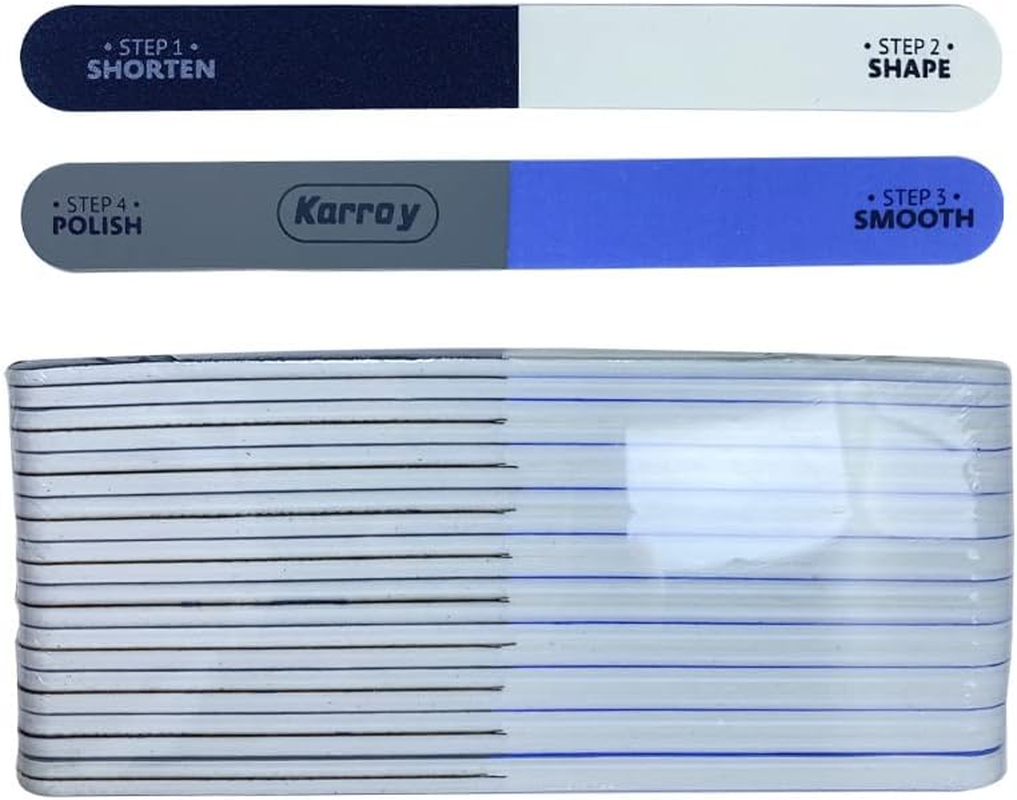 Karroy Nail File and Buffer for Natural Nails Dual Sided 4 Steps Shorten-Shape-Smooth-Polishing Nail Tools 20Pcs image number 2