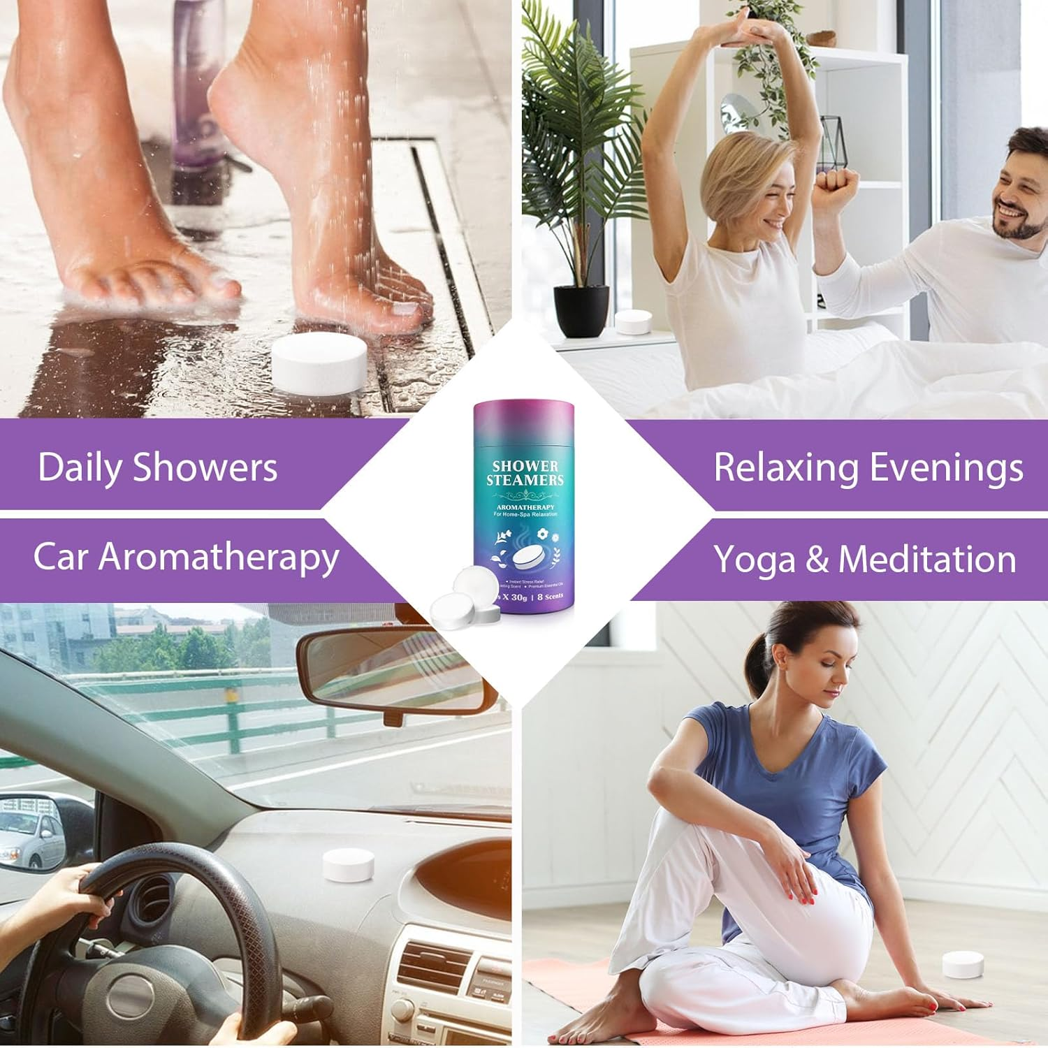 Shower Steamer Aromatherapy, 8 Pack Bath Bombs with Essential Oils for Relaxation, Shower Bombs for Women and Men image number 2