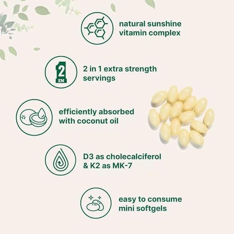 Vitamin D3 K2 with Coconut Oil (300 Softgels) | 10,000 IU D3 + 200 Mcg K2 (MK-7) | Non-Gmo, Soy-Free, Easy to Swallow image number 4