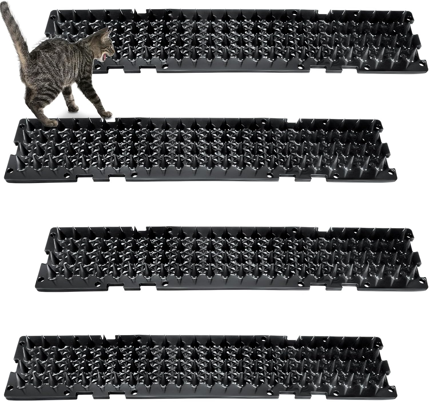 12 Pieces Clear Spiked Cat Repellent Mats for Outdoor Garden Window Sofa (Big Spikes, 16 X 13 Inches)