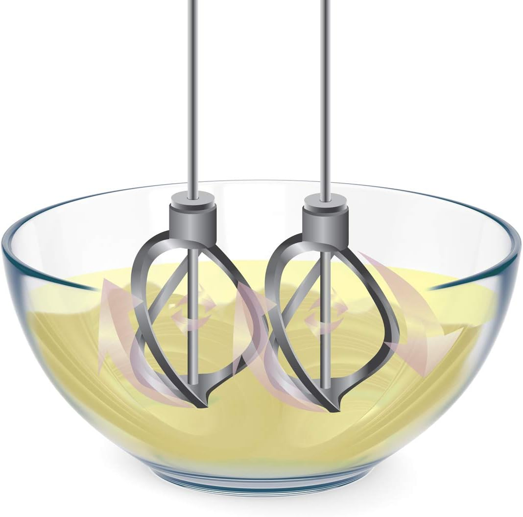 Russell Hobbs Hand Mixer [Hand Mixer Including Storage Box for Accessories] Swirl Quartz (4 Speed Settings + Turbo Function, 2 Helix Whisks Made of Fibreglass-Reinforced Nylon, 2 Dough Hooks) 25892-56