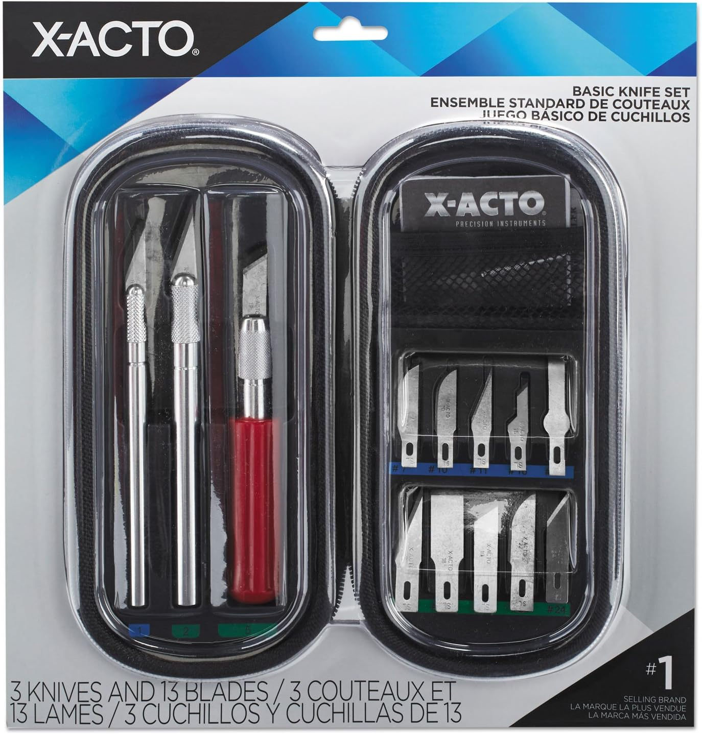 X-ACTO Compression Basic Knife Set, 3 Knives, 13 Blades, Soft Carry Case, 17 Count
