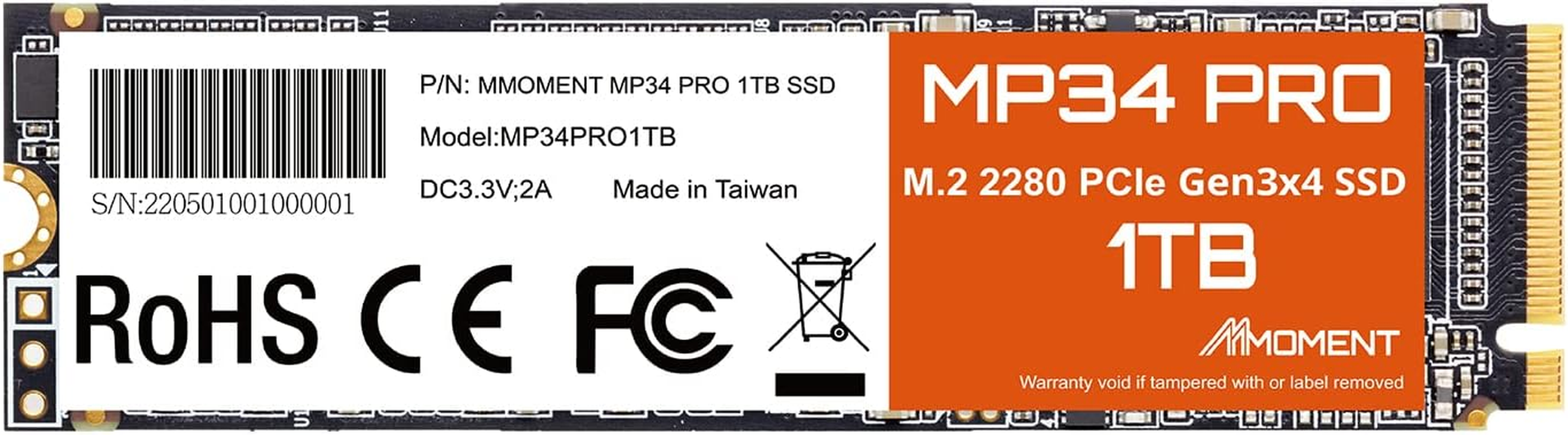 MMOMENT MP34 PRO 1TB Pcie Gen3 Nvme M.2 2280 Internal Solid State Drive, Gen3.0X4, Read Speed up to 3500Mb/S, for Laptop, Desktop and Gaming image number 4