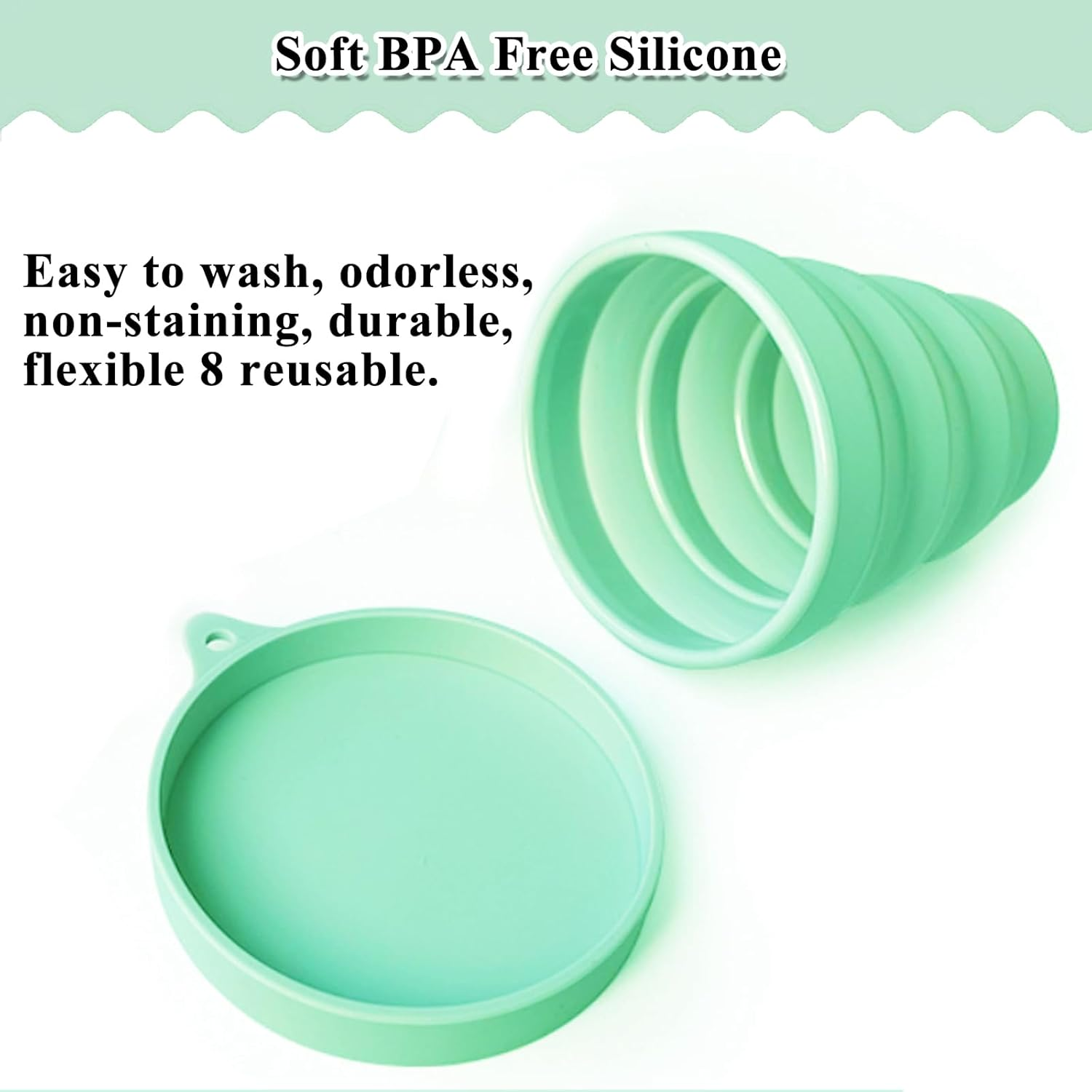 YUDAWN Silicone Foldable Cup, 4 PCS BPA Free Collapsible Travel Mugs Folding Silicone Cups Reusable Portable Cup with Lid for Picnic Camping Outdoor Hiking Travel image number 1