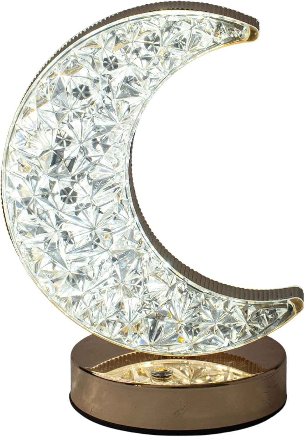 Meletē Moon-Shaped LED Table Lamp - USB Rechargeable, Battery-Operated, 3-Way Dimmable &ndash; Cordless Bedside or Desk Lamp, Cute D&eacute;cor for Bedroom, Living Room, Dining Table &ndash; Aesthetic Gift