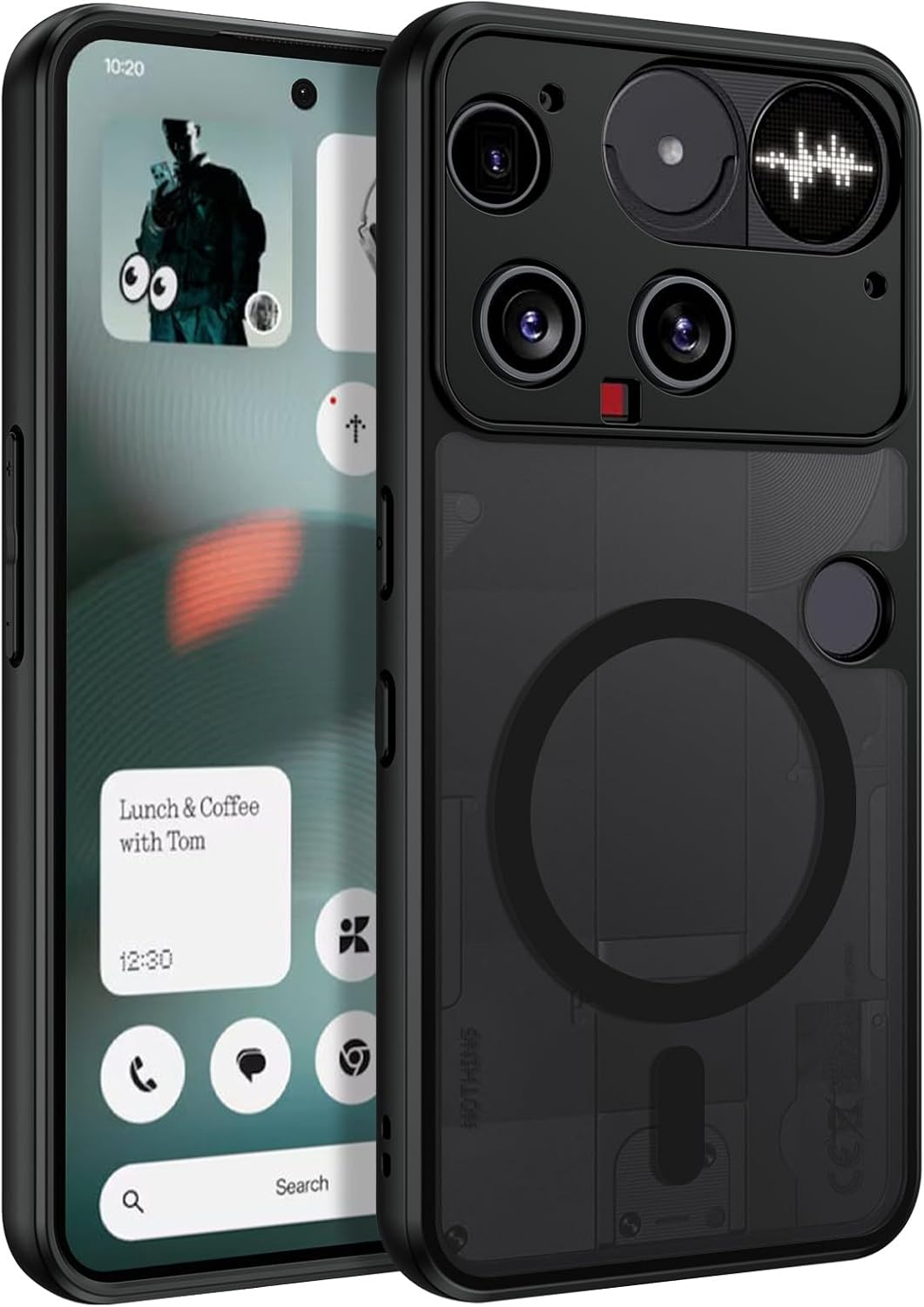 DUEDUE for Nothing Phone 3 Case Magnetic, Compatible with Magsafe, Military Drop Protection Skin-Touch Slim Translucent Matte Shockproof Phone Cover for Nothing Phone 3, Black image number 3