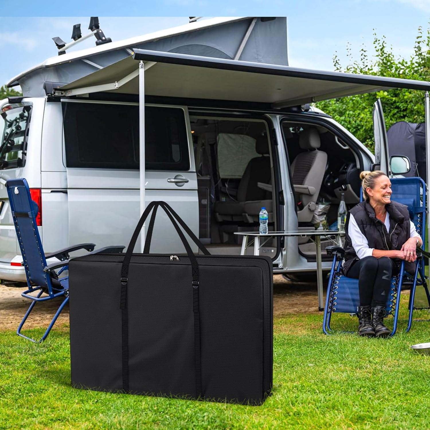 Explore Land Heavy Duty Chair Storage Bag for Folding Longue Zero Gravity Light Weight Transport Folding Rollator Walker (2Pack-Black) image number 3