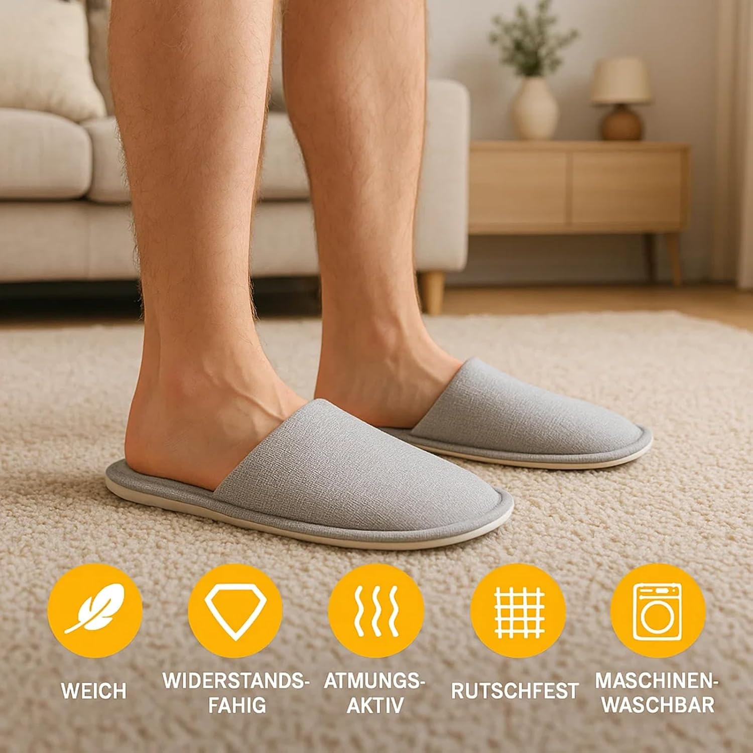 Bbiurer 2 Pairs Hotel Slippers, Non-Disposable Travel Slippers, Plush Pull Velvet Hotel Slippers image number 2