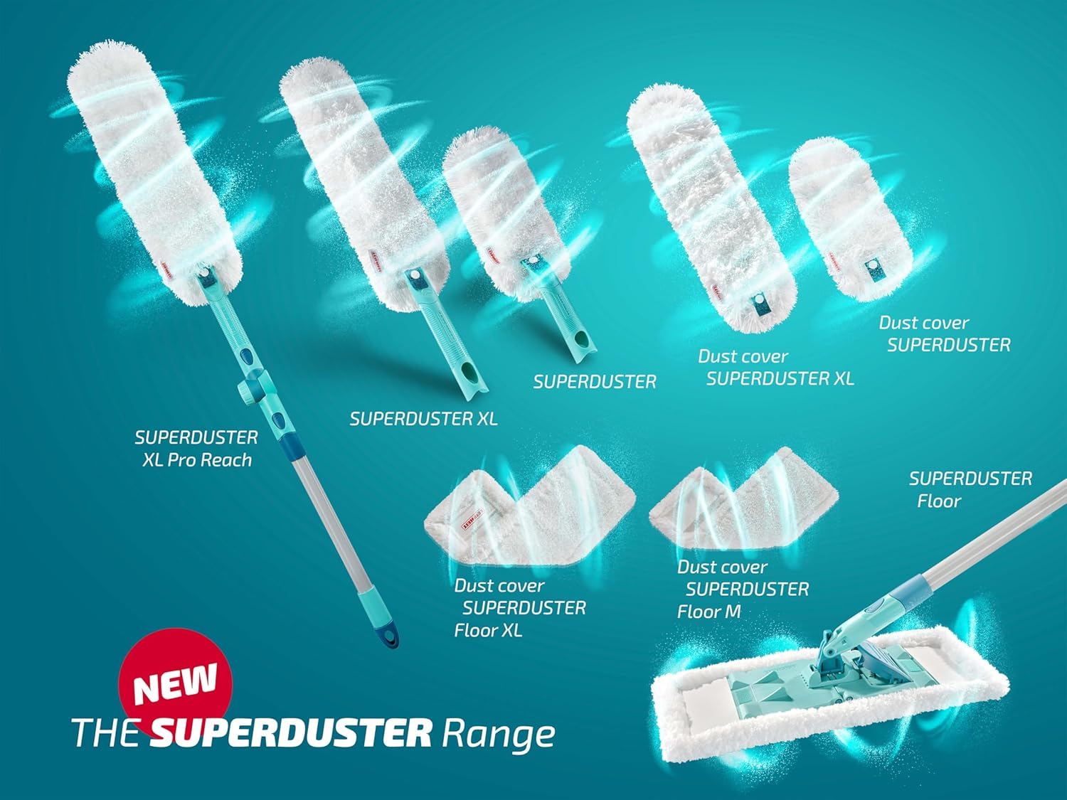 Leifheit Superduster Floor XL Dust Cover, Washable Dust Mop Floor with Microfibre Cover, Dust Mop Dry for Tiles, Laminate or Parquet Flooring