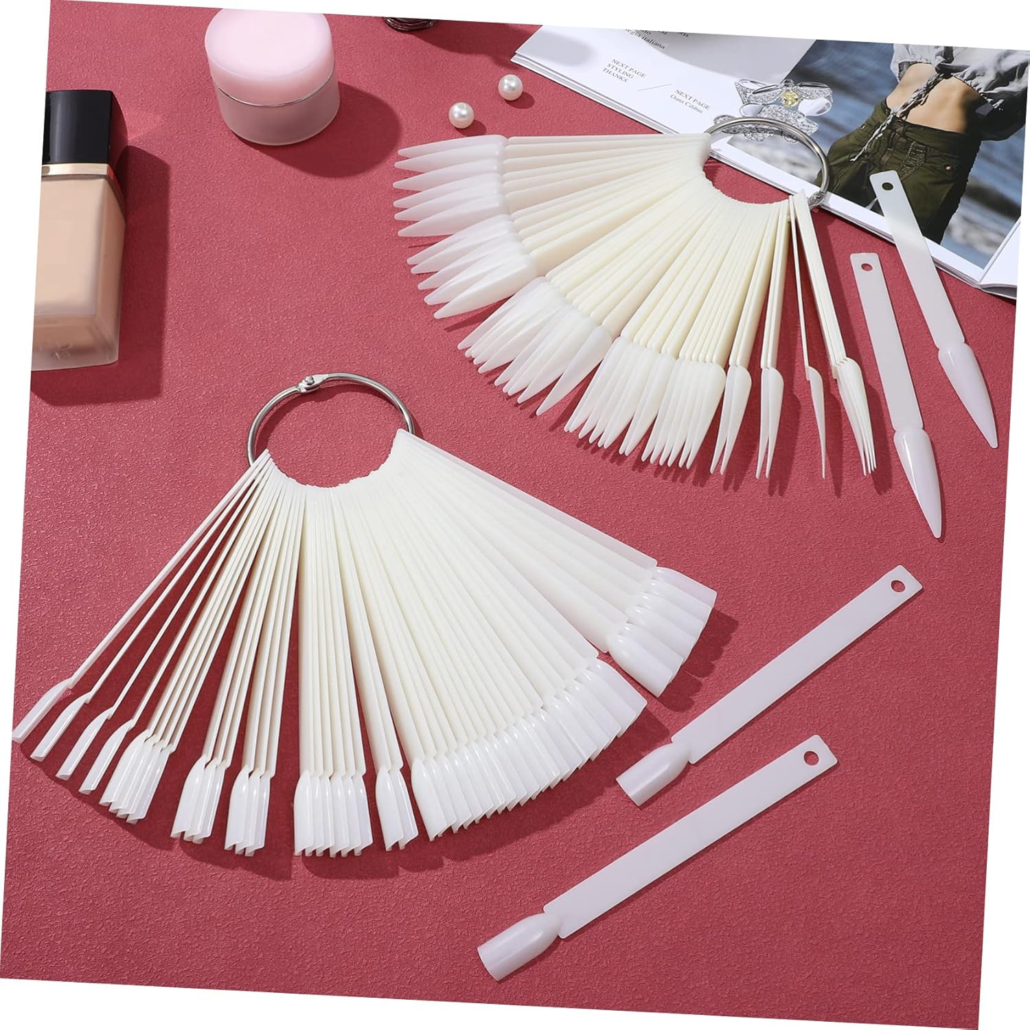MOTHNUR 200Pcs Nail Art Tips Sticks Fan-Shaped Nail Display Tips with Metal for Easy Organization for Beginners Reusable Practice Tools image number 4