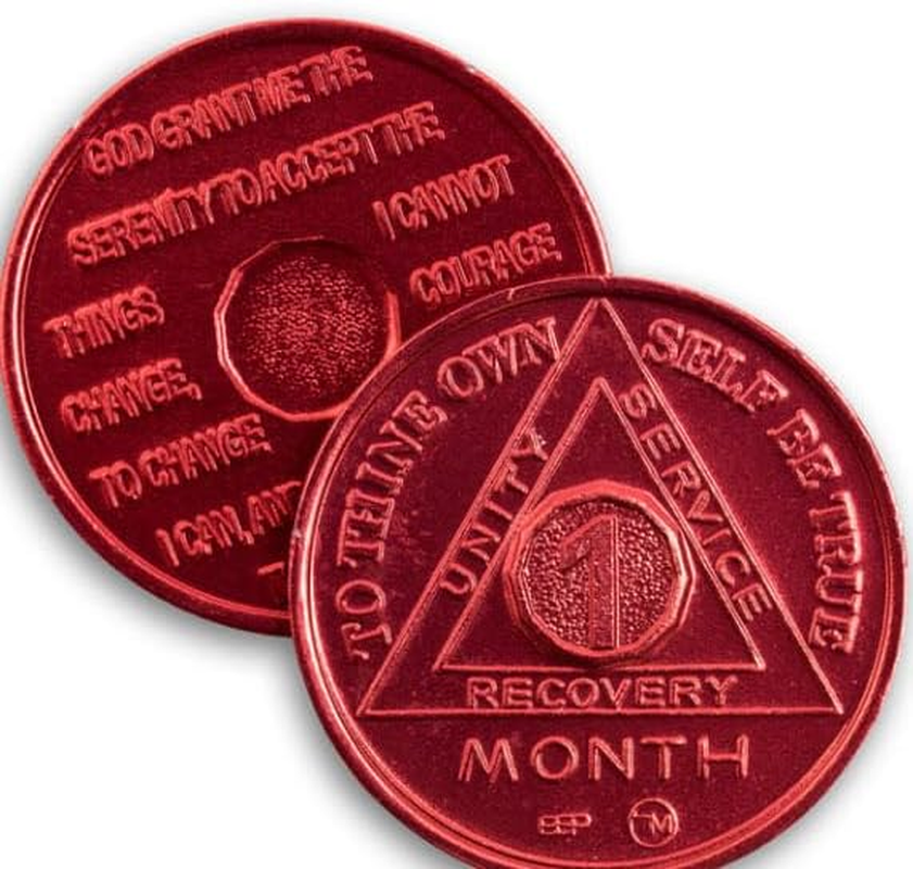 Set of 12 Month 1-11 and 24 Hours AA Medallions Aluminum Colored Sobriety Chips