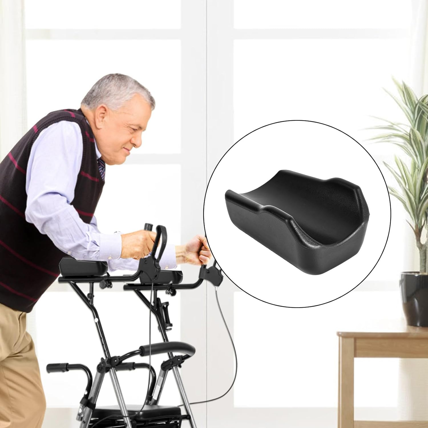 Rollator Armrest Pad, Stand up Rollator Armrest Pad Padded Armrest for Walkers Armrest for Upright Walker Rollator Accessories for Seniors (Black) image number 4