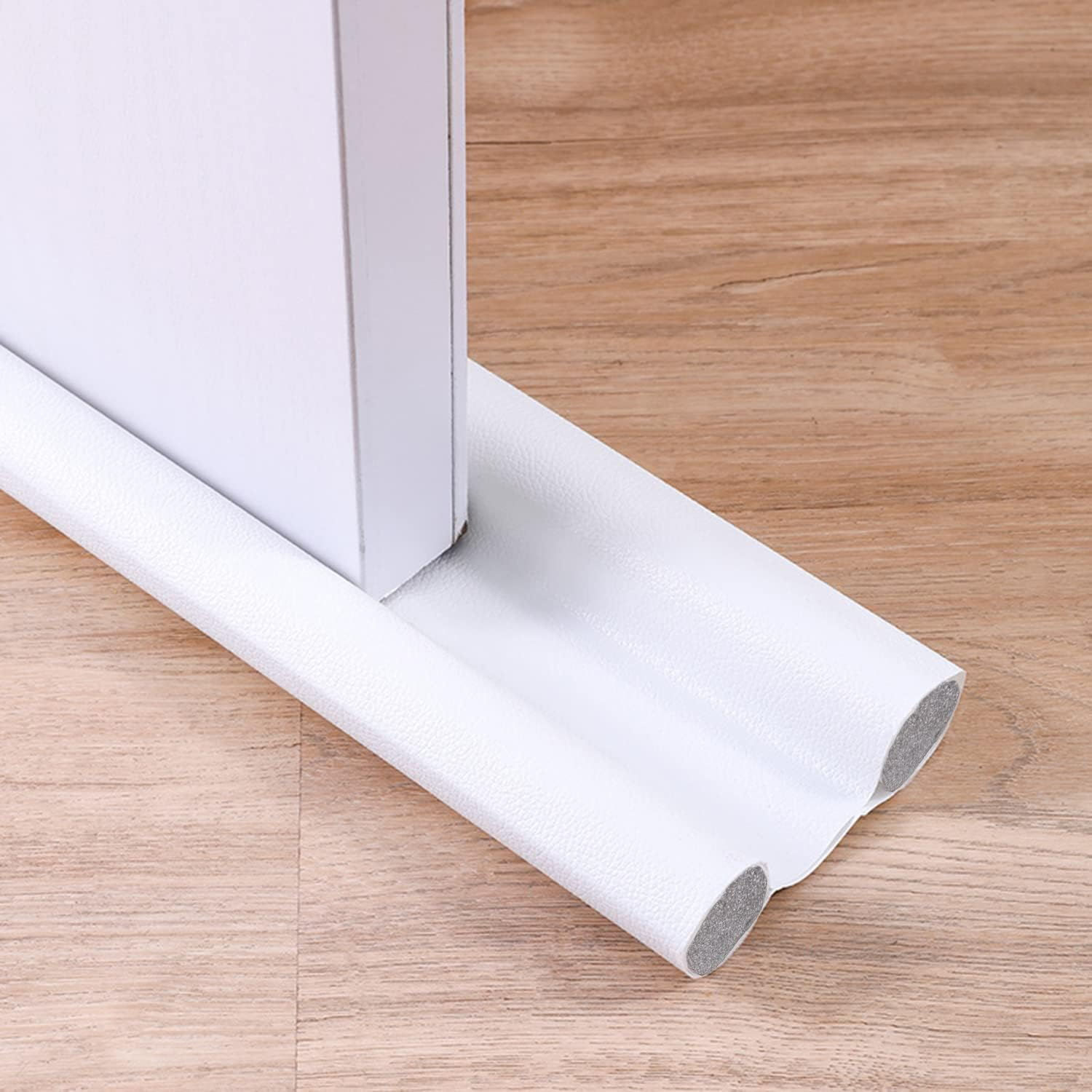 Twin Draft Stoppers for Bottom of Doors, Windproof Dustproof Mosquito-Proof under Door Draft Stopper, Door Draft Blocker Reduction Windshield Energy Saving under Door Seal Strip(White)