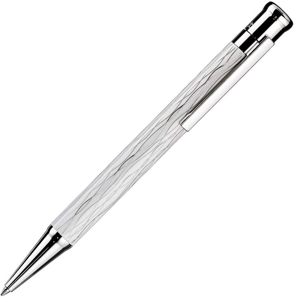 OTTO Hutt Design 04 61971 Retractable Ballpoint Pens, Swirl Pattern &ndash; Palladium Plated Silver/White image number 1