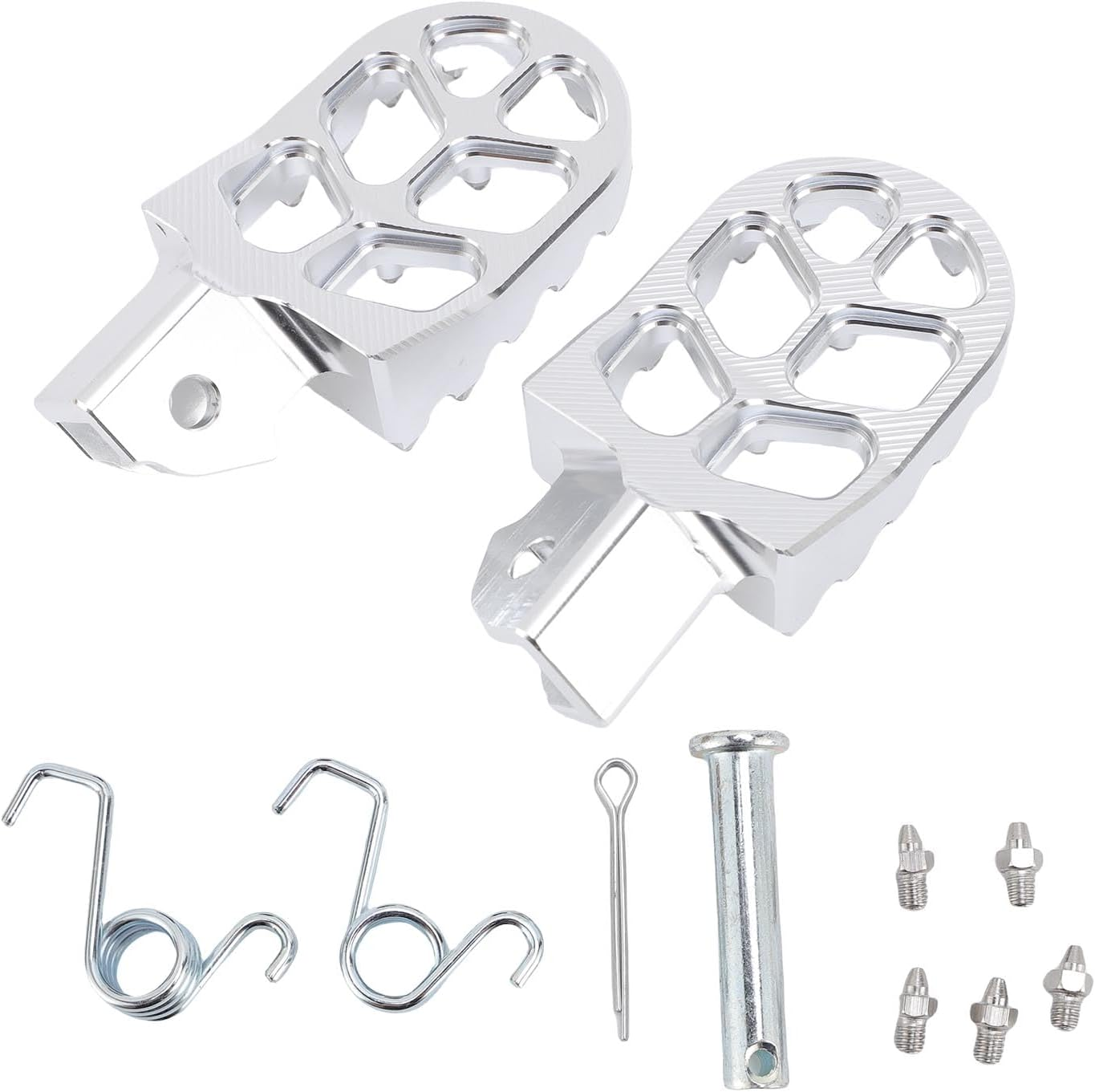 Generic Dirt Bike Foot Peg, 7075 Aluminum Alloy Motorcycle Foot Rest Peg with Hardened Steel Teeth for Surron Light Bee X S E Ride Pro SS CRF150F 2003-2019 CRF230F 2003-2019 X160 X260 (Silver)