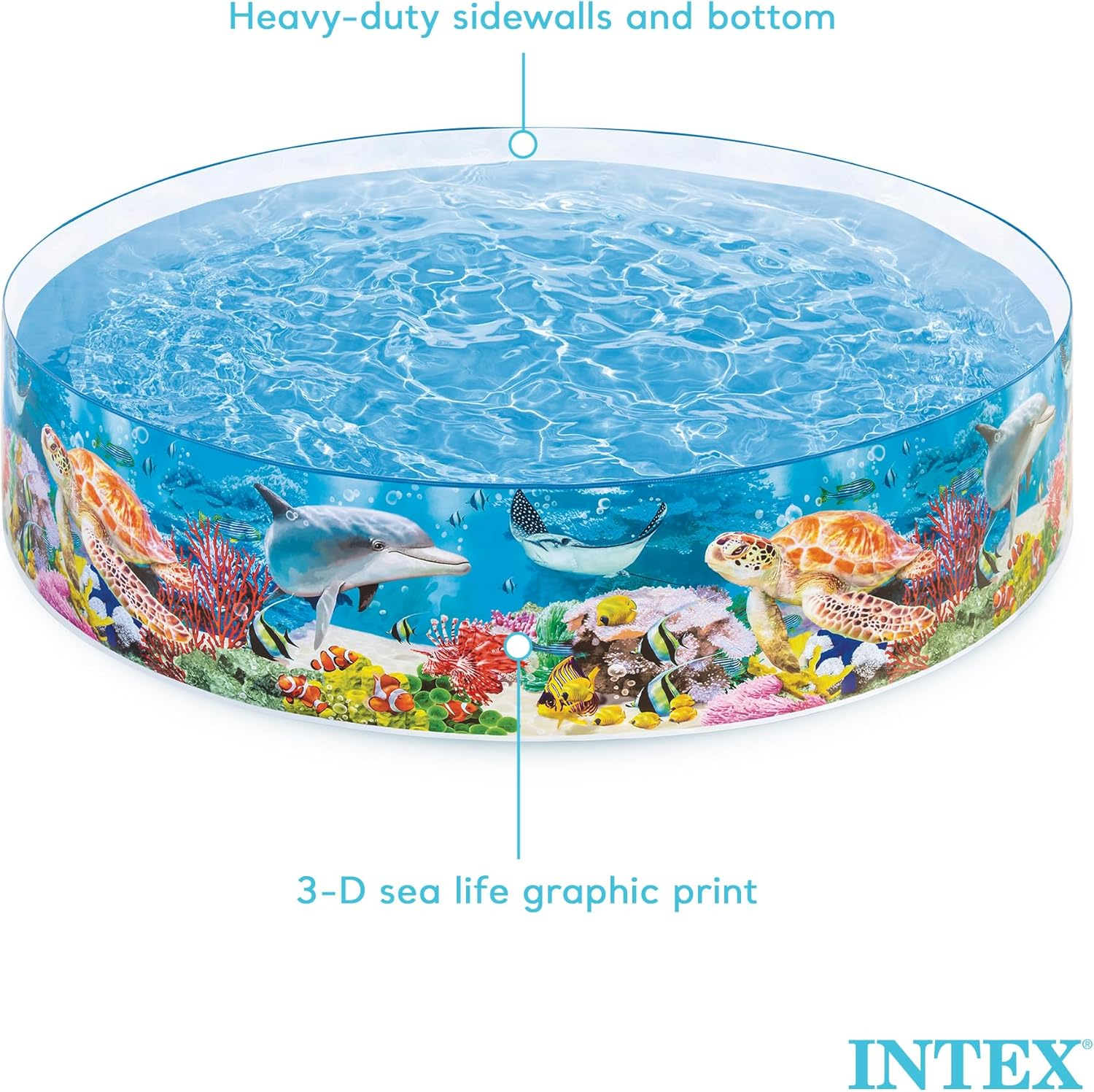 Intex Deep Sea Blue 8 Feet X 18 Inch Snapset Instant round Plastic above Ground Swimming Kiddie Pool for Ages 3 Years and Up, Blue image number 4