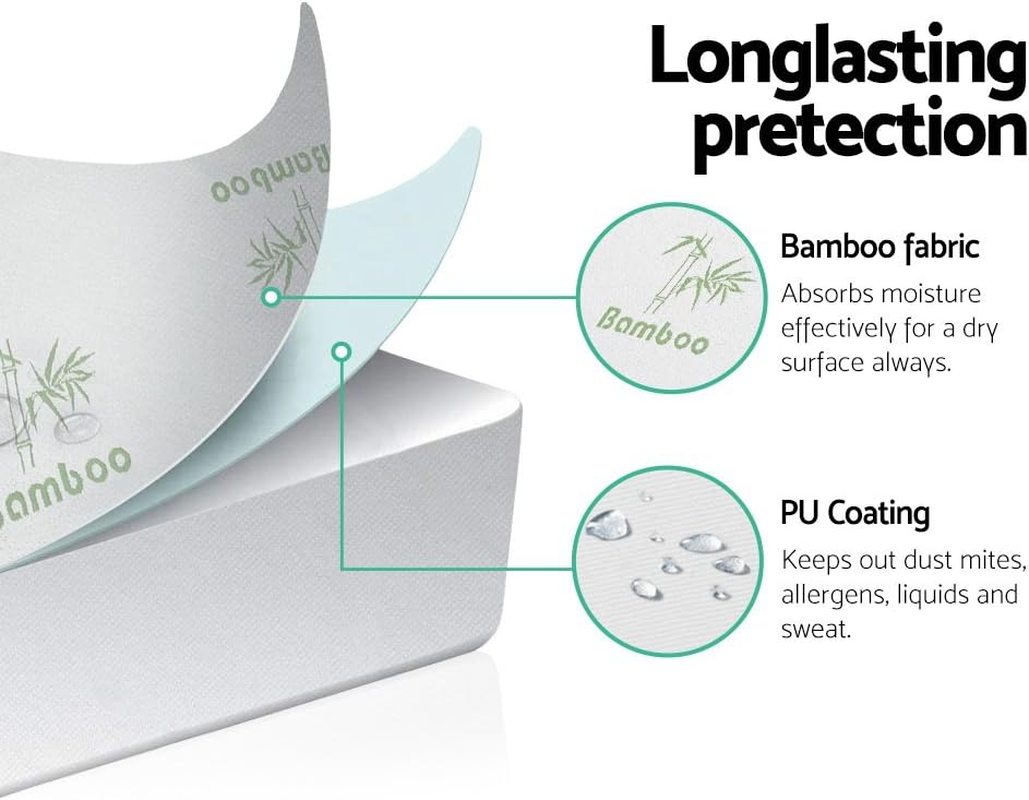 Giselle Bedding Queen Mattress Protector, Bed Sheets Cover Waterproof Bamboo Protectors Home Bedroom Furniture, Hypoallergenic Breathable Washable Antibacterial Covers White image number 4