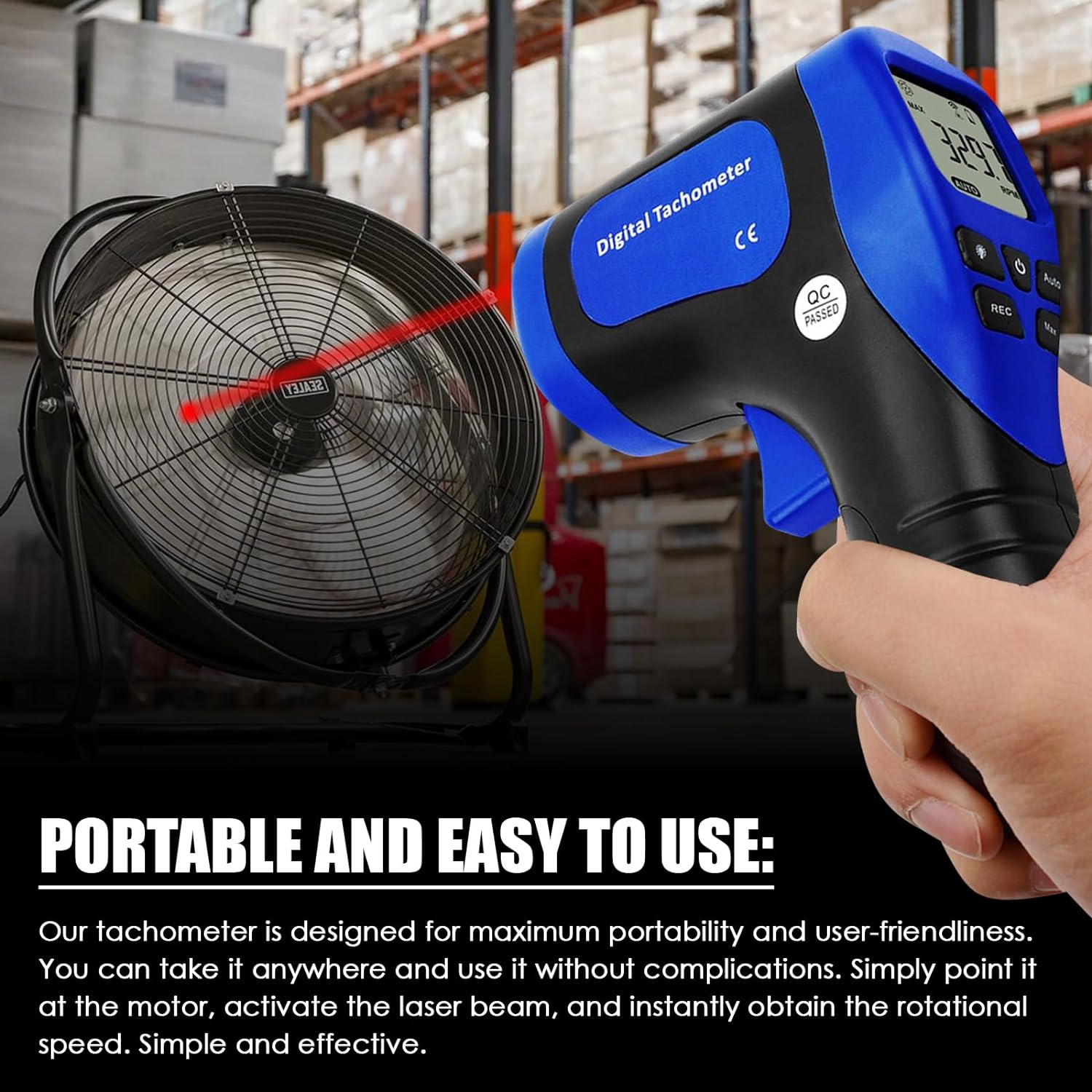 Laser Photo Tachometer Motor Speed Gauge Tester Non-Contact RPM Meter Motor Speed Gauge Gun - Accurate RPM Measurement with Rotational Record (Digital Tachometer) image number 3