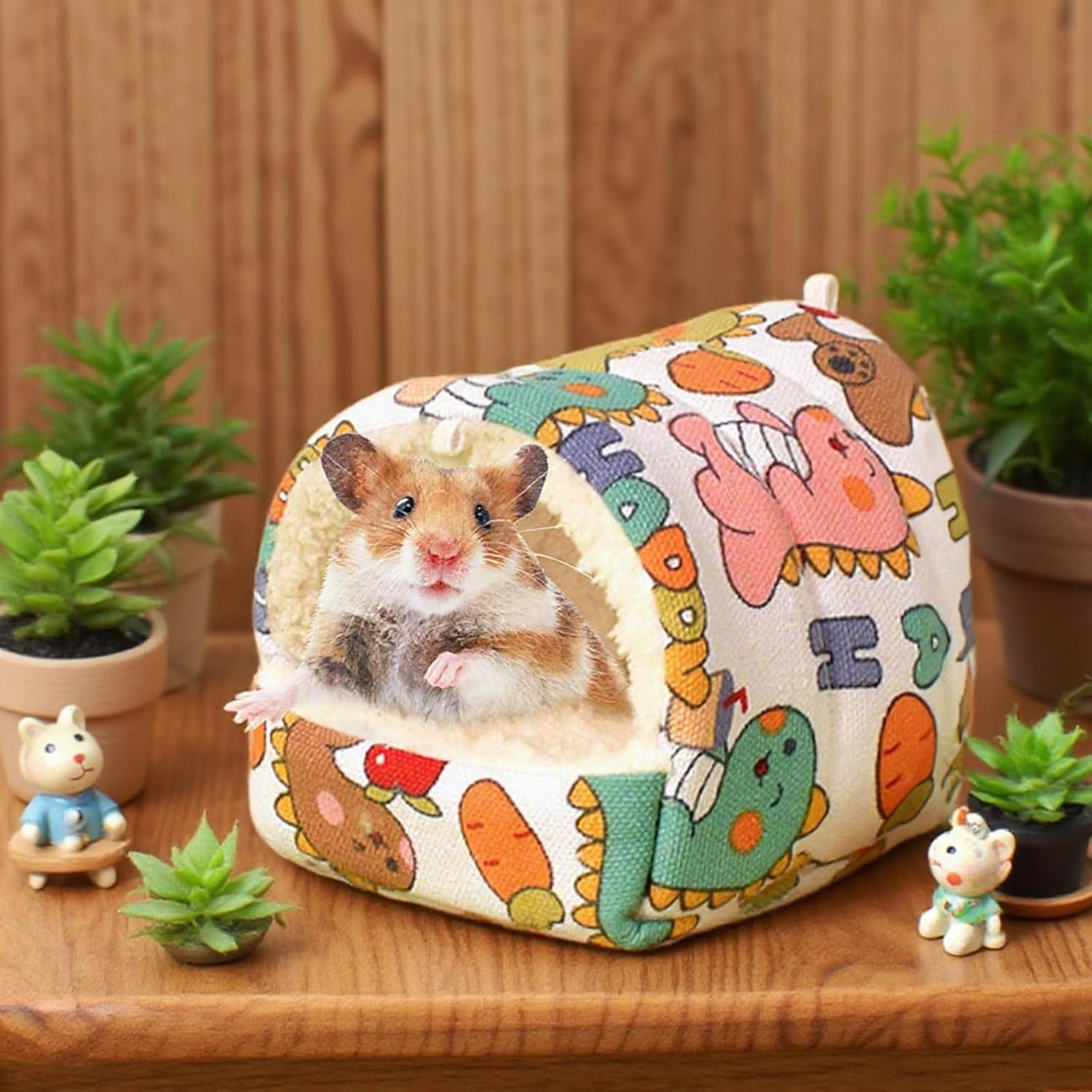 Guinea Pig Beds,Small Animal Beds Hideout Soft Cozy Hamster Bed House Small Pet Bed Cave Nest for Guinea Pigs Hamsters Hedgehog Ferret Chinchilla,18&times;19Cm (Dinosaur) - Fish image number 4