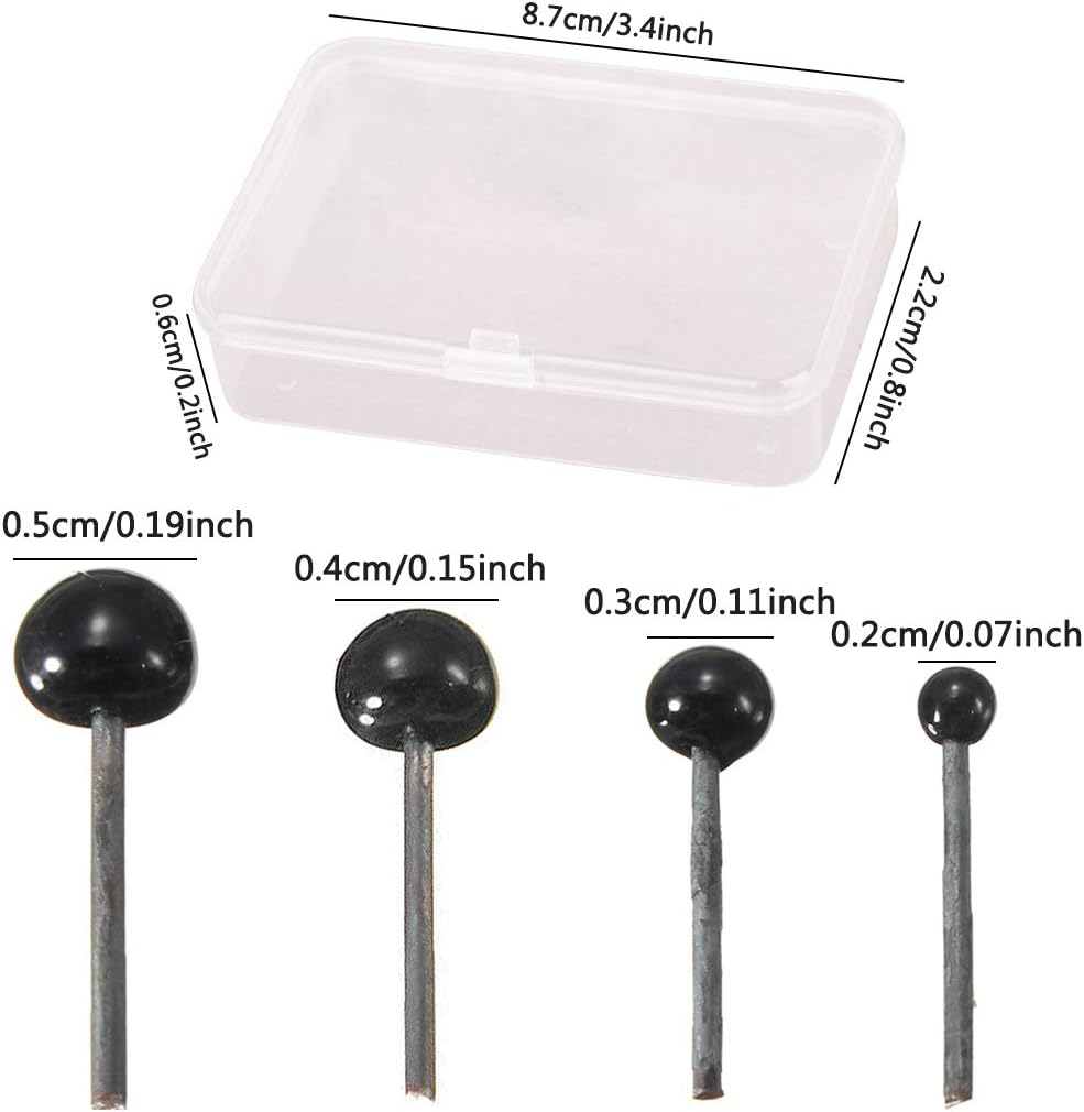 Isuperb 400 Pcs Mini Black Glass Eyes Kits for Dolls Toys Needle Felting Bears DIY Craft Tools, Each Sizes of 100Pcs (2/3/4/5Mm) (Black)