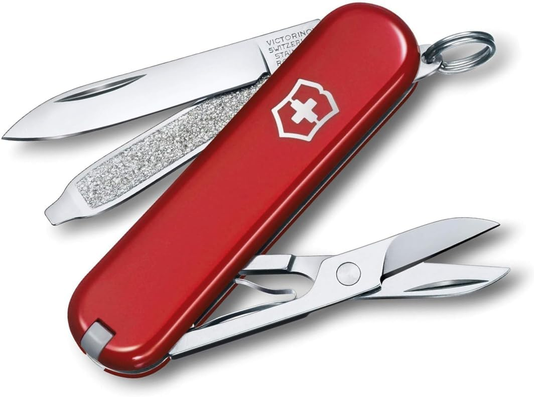 Victorinox Swiss Army Pocket Knife Classic SD with 7 Functions, Red, Blister Pack Packaging