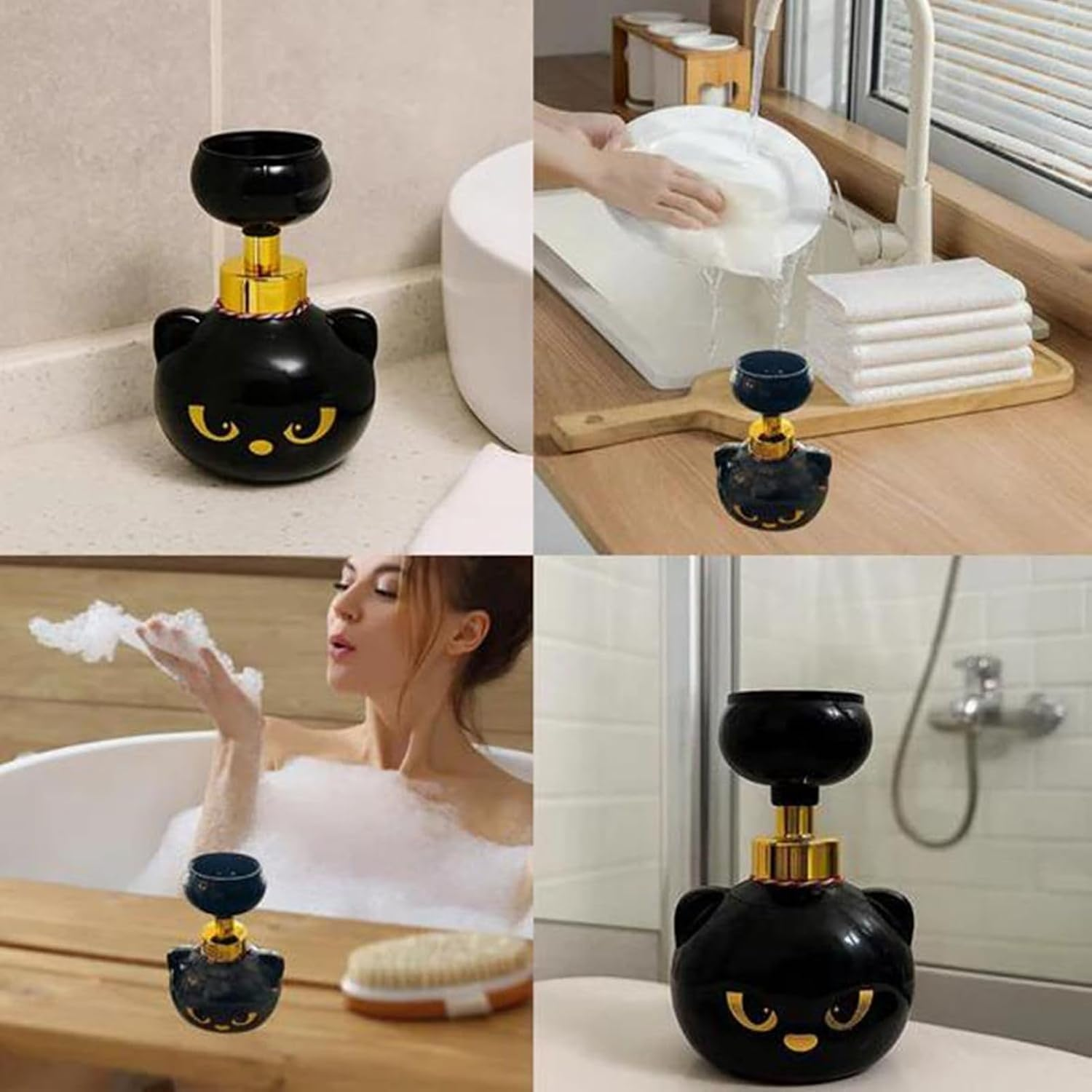 Halloween Cat Paw Print Soap,Cute Cat Paw Foam Soap Dispenser,Reusable Shampoo Pump Container, Foaming Hand Dispensers,For Bathroom Kitchen