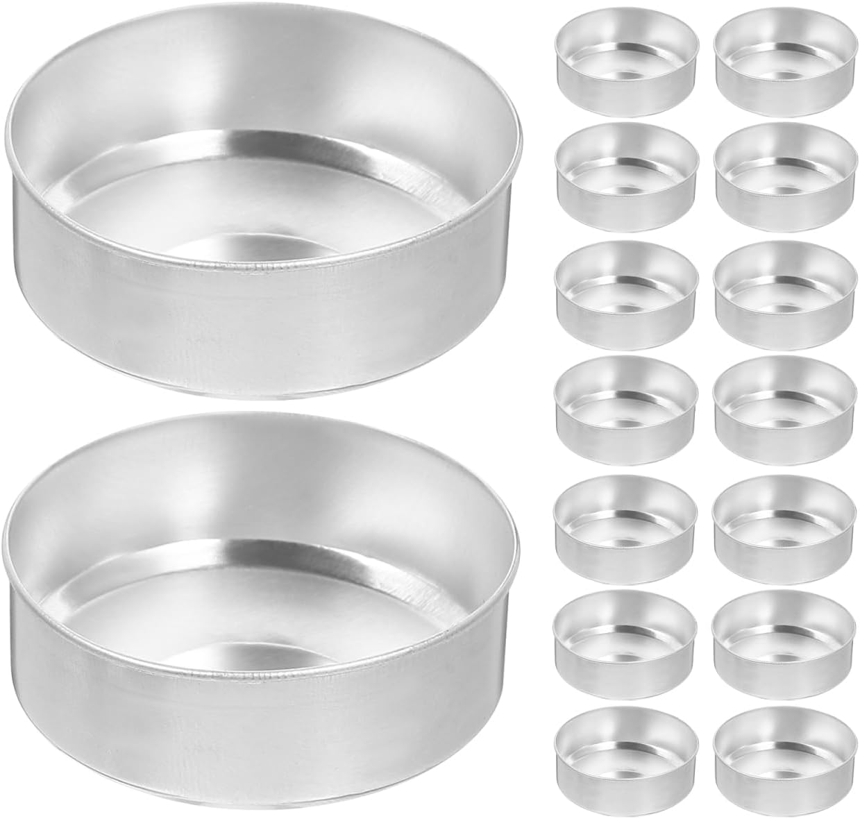 Healifty 200Pcs Tea Light Candle Holders Aluminum Tealight Candle Burning Holders for Candle Holding DIY Making (Silver) image number 6