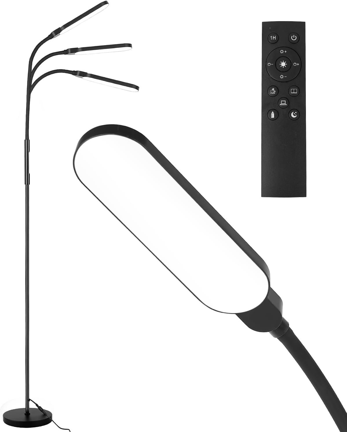 Bright LED Floor Lamp for Living Room, 15W 1000LM Gooseneck Reading Light with Remote& Touch Control, Adjustable 2000K-6000K Colors& Brightness,1H Timer, Modern Standing Lamp for Bedroom Office image number 6