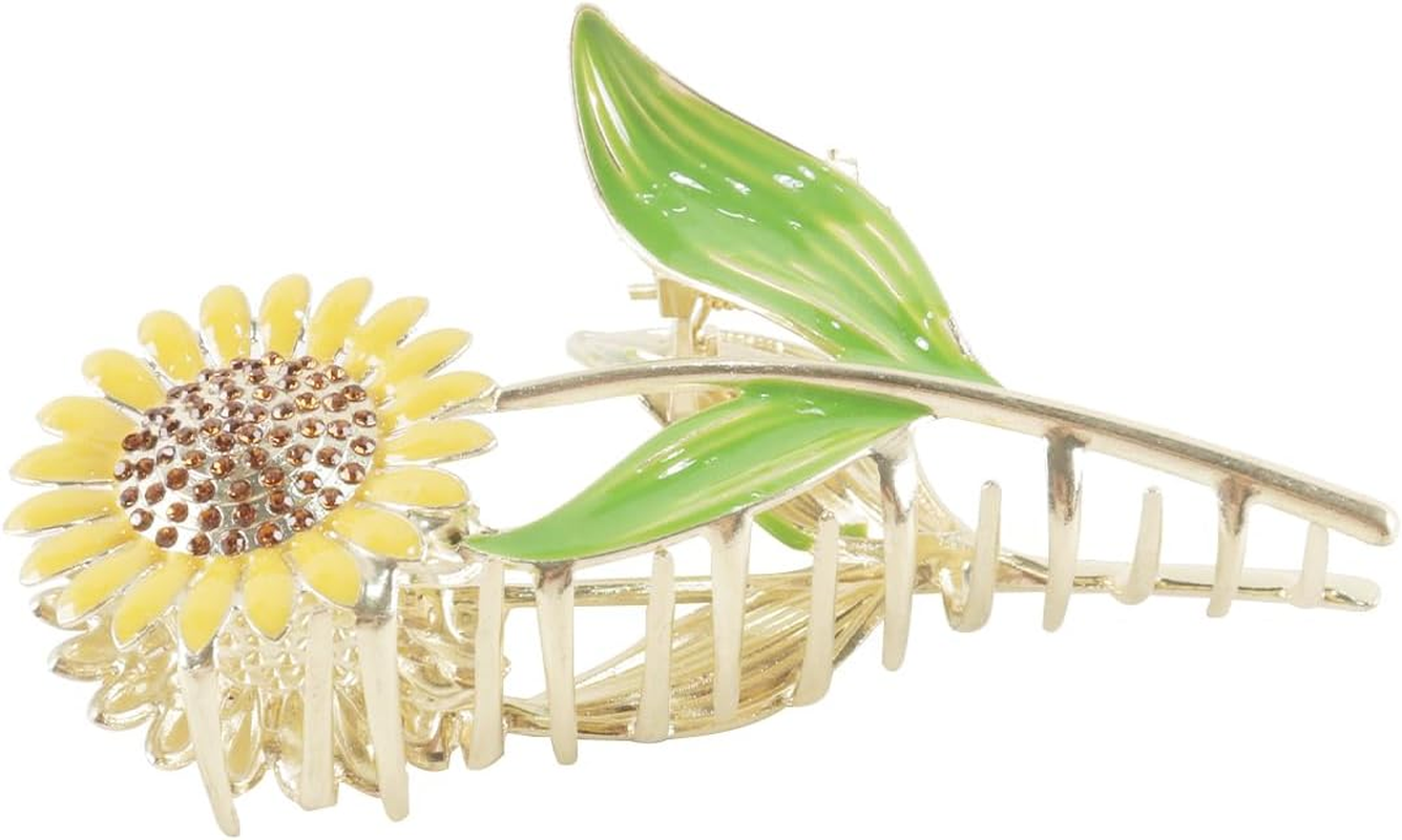 Hoite Sunflower Hair Clips, Elegant Nonslip Hair Clips Fashion Flower Shaped, Long Thick Thin Curly Gift for Women
