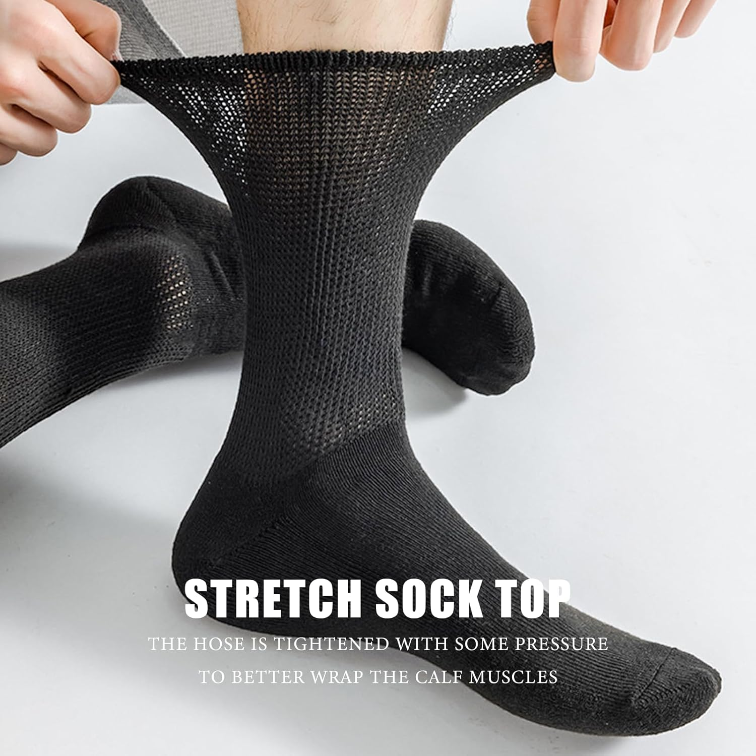 Men Diabetic Socks Extra Wide Non Binding Athletic Socks for Diabetic Foot Care Crew Sock Moisture Wicking Comfort Thick Ankles for Swollen Feet,5 Pairs image number 4