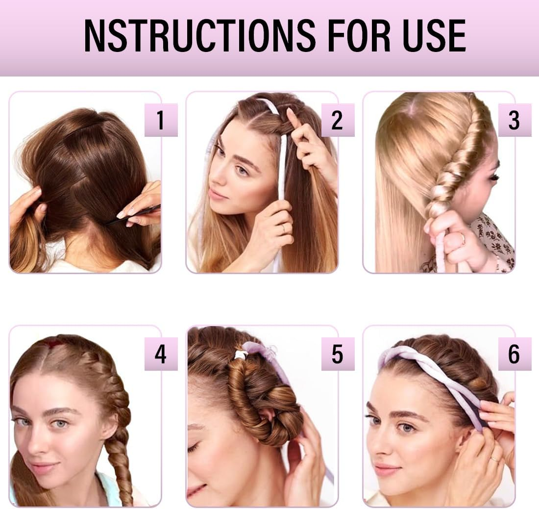 Heatless Small Curling Rods Headband, Non-Slip Heatless Curls, Curls without Heat, Hair Curler DIY Hair Curling Band Hairstyle Set for Long Medium Hair image number 4