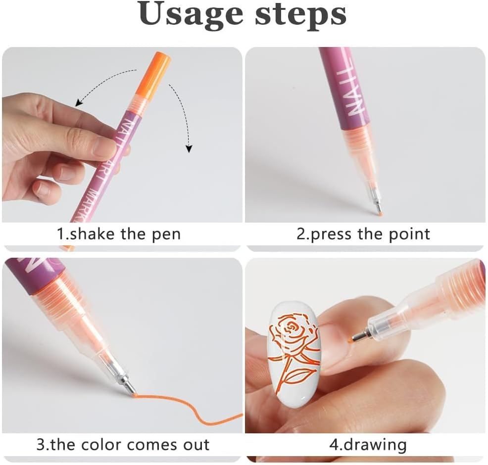 Nail Art Pens - Nail Art Markers for Gel Nails, 12 Colors Nailart Pens Set, Nailmarkers for Artdesign DIY, Waterproof and Quick (2Sets) - 2Sets image number 2