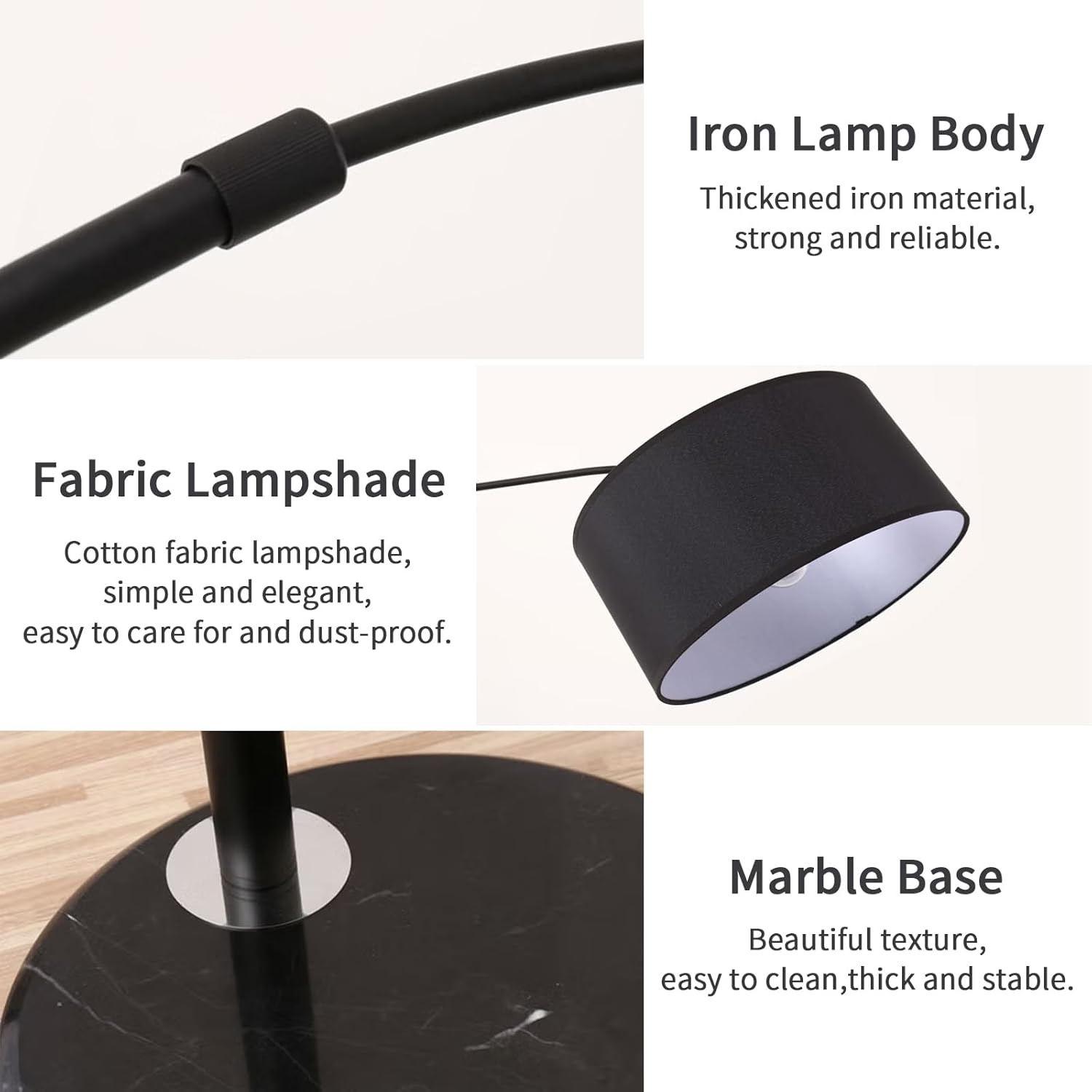 Sumkyle Arc Floor Lamp, Modern Standing Lamp with 12W LED Bulb, Adjustable Color Temperature LED Lighting for Bedroom, Living Room, Study Room (Black) image number 3