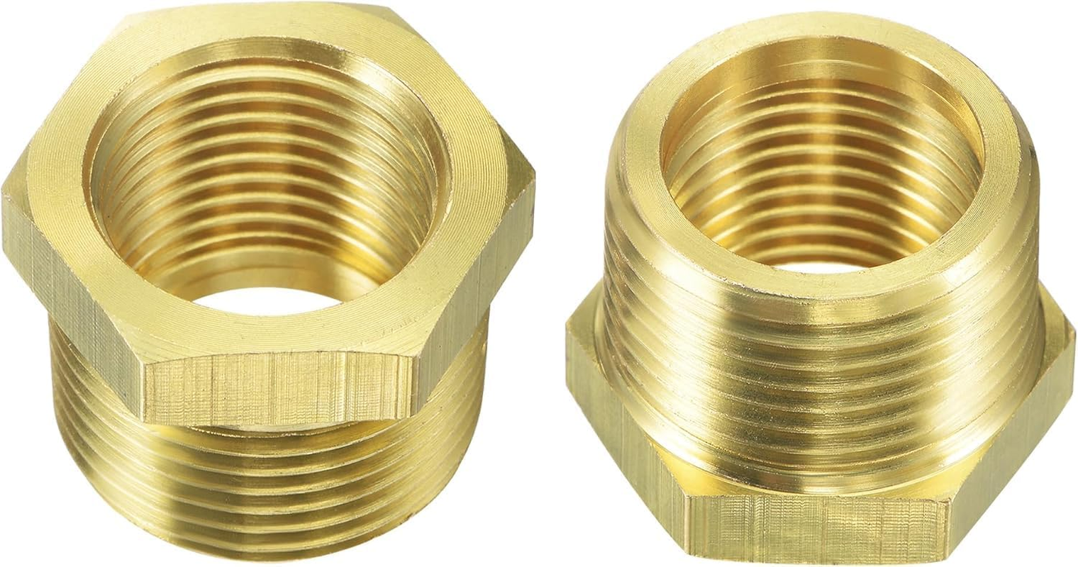 2 Pcs Gold 57480-1208 Brass Garden Hose Fitting, Pipe Adapter Connector, 3/4'' GHT Male * 1/2'' NPT Female Garden Hose Parts for Connectors Hose Connectors and Accessories Watering Equipment image number 2