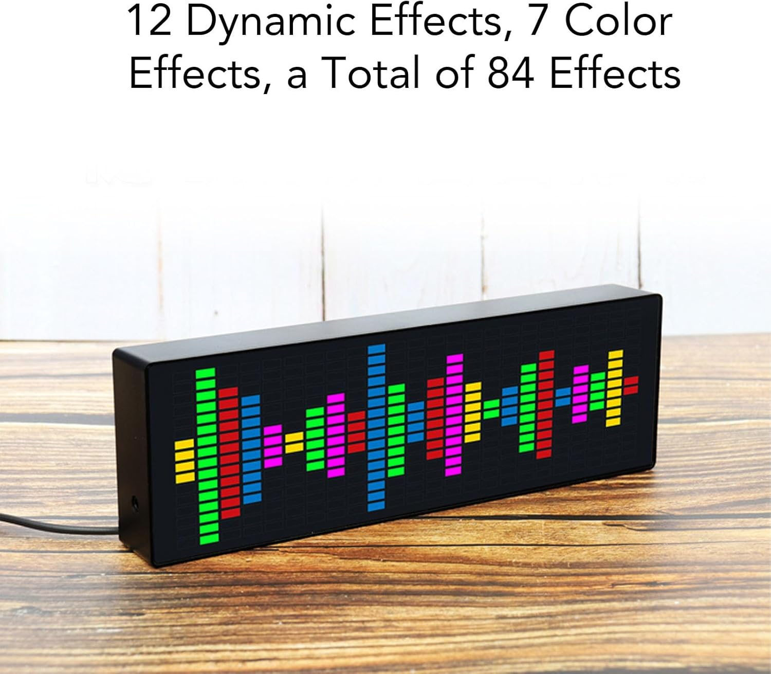 Jiawu Spectrum Analyzer, Music Voice Rhythm Spectrum Display, USB Powered RGB LED Ambient Lights with Clock, 12 Dynamic 7 Colors, Home Decor for Musicians and Audio Enthusiasts image number 3