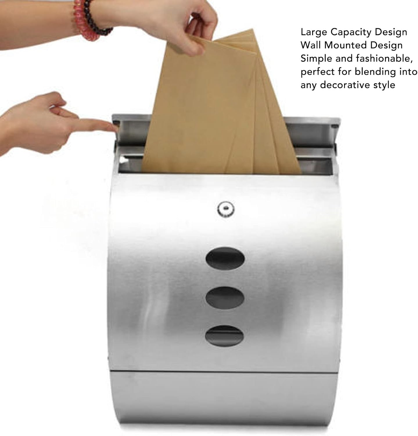 Wall Mounted Mailbox, Stainless Steel Rainproof Locking Security Mailbox with Key Lock Large Capacity Mail Post Box Curved Letterbox for Home Outdoor, Easy to Install image number 3