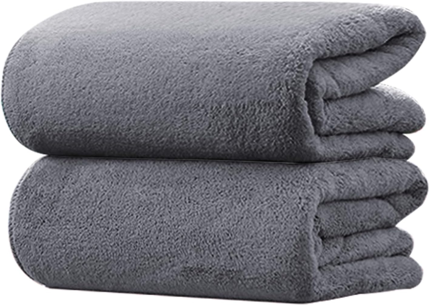 Microfiber Bath Towels 2 Pack(27.55'' X 55.11'') - Ultra Soft Towel Set,Highly Absorbent,Quick Drying Bath Towels Large for Body, Sport, Yoga, SPA, Fitness by H HOME-MART- Grey Bath Towel Set image number 2