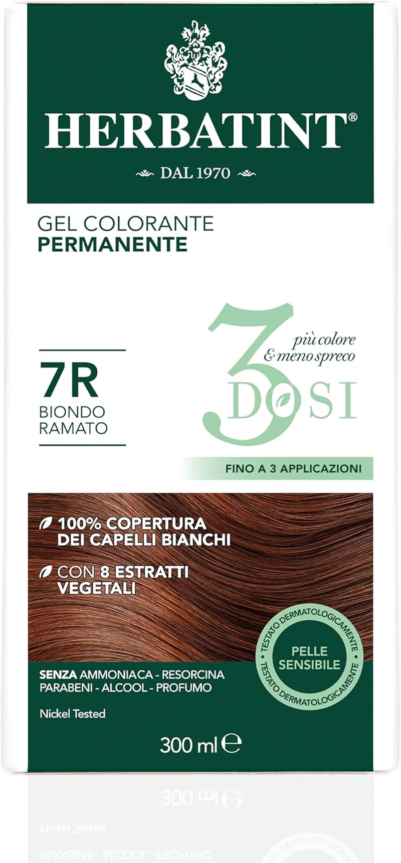 Herbatint Permanent Colour Gel 3 Cans 300Ml - 7R Copper Blonde No Ammonia for Sensitive Skin 100% Coverage for White Hair with 8 Natural Organic Extracts image number 3