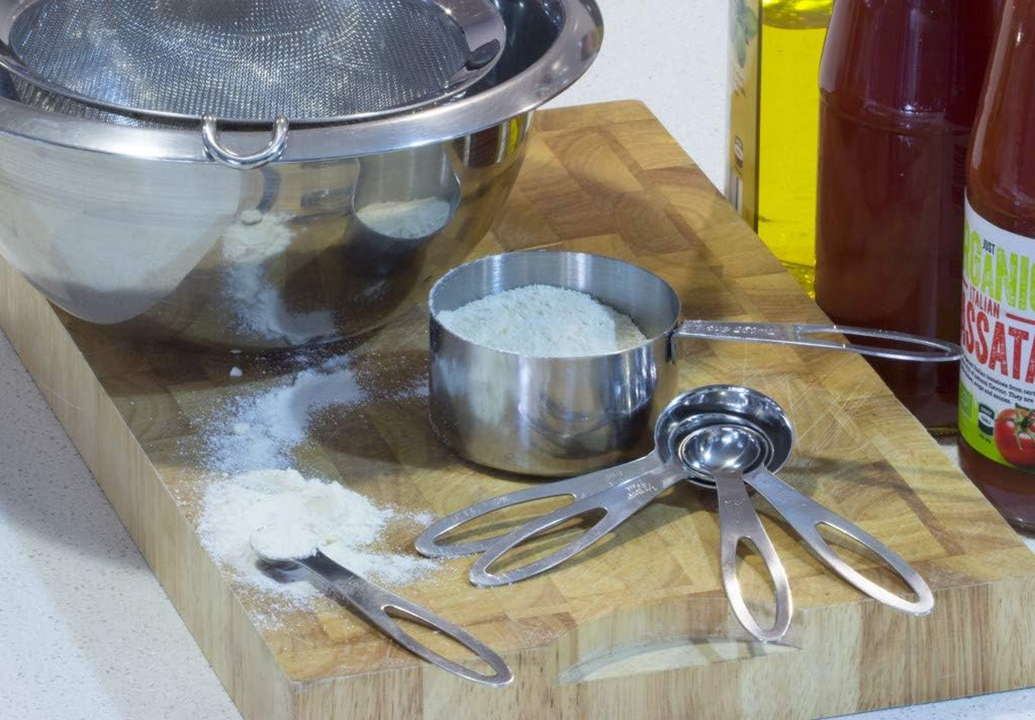 Cuisena Measuring Cups Set, 1 Cup,1/2 Cup, 1/3 Cup, 1/4 Cup and 1/8 Cup, Stainless Steel Silver image number 1