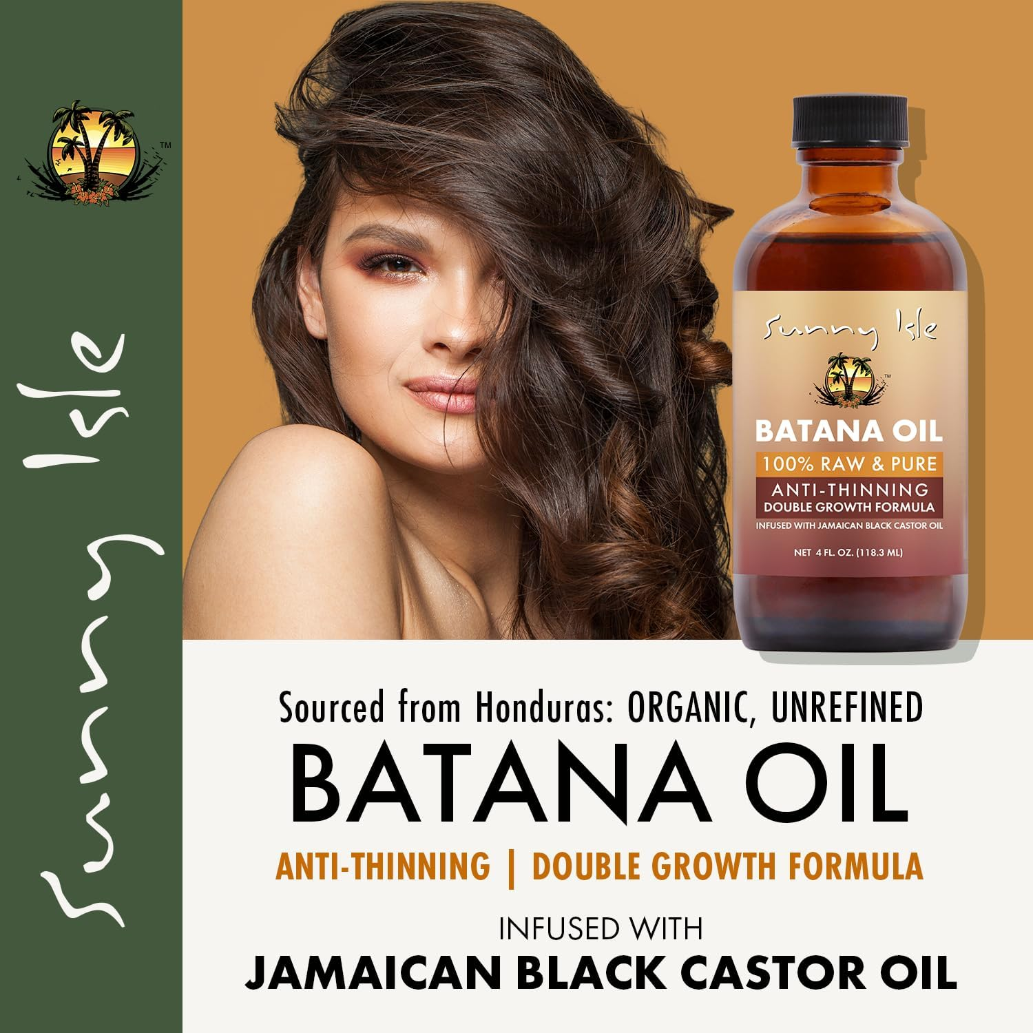Sunny Isle Batana Oil Infused with Jamaican Black Castor Oil 4Oz | Anti-Thinning Double Growth Formula image number 2