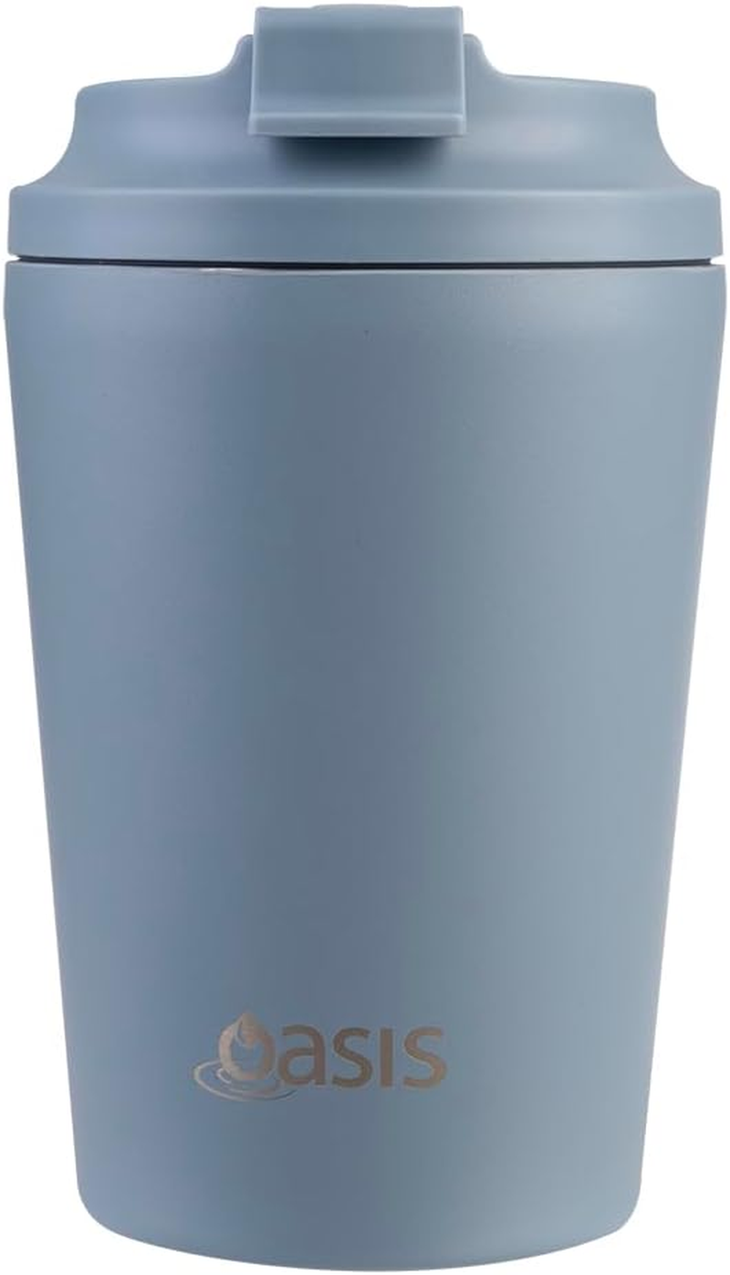 Oasis Ceramic Lined Stainless Steel Double Wall Insulated Coffee Cup 360Ml - Hazy Blue image number 4