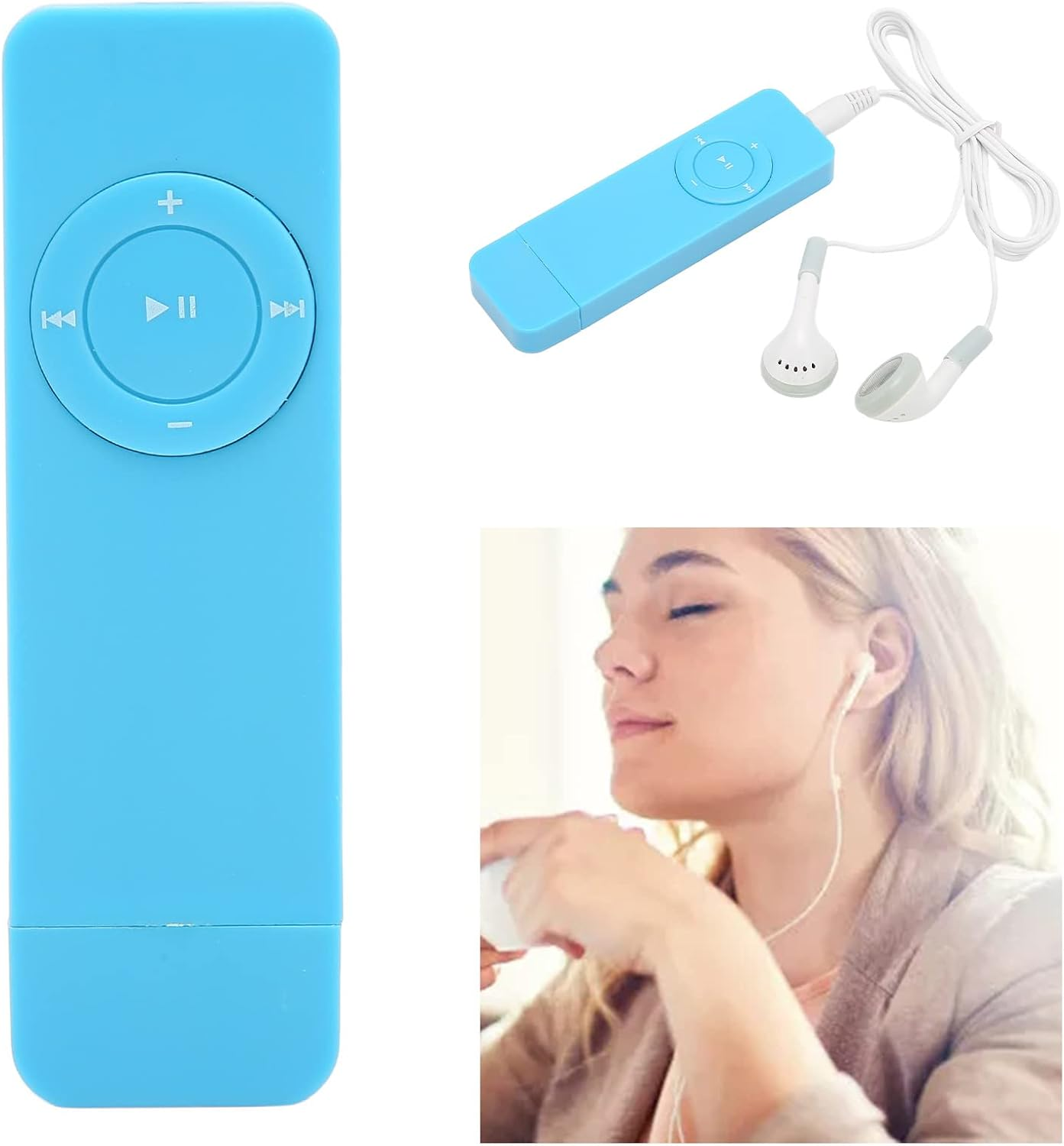 MP3 Player, Mini MP3 Music Player Portable Hifi Sound Digital Music Player Built in 180Mah Battery, Supports up to 64GB (Blue) - Green image number 4