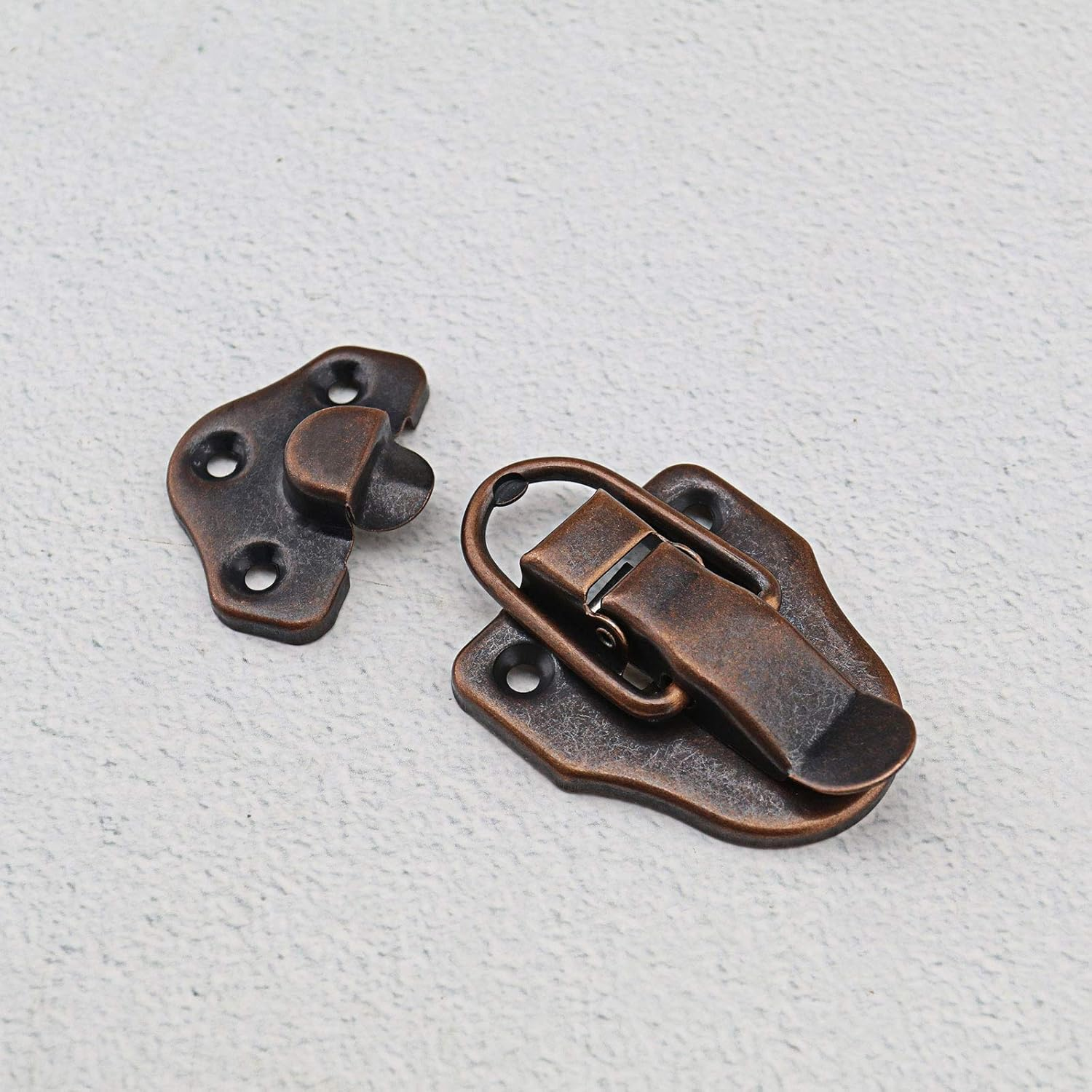 Emsea 8Pcs Box Case Latch Hasp, Retro Style Metal Duckbilled Box Lock Toggle Cabinet Catch (Antique Copper) - Silver image number 6