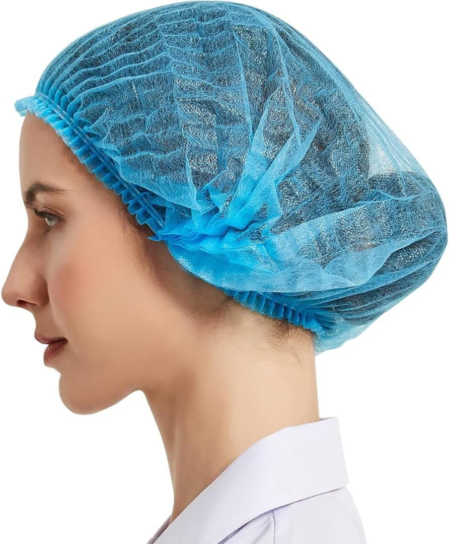 Shield Right 100 Pack Disposable Hairnets Bouffant Caps, Breathable Polypropylene, Strong Elastic, Lint-Free, Hygienic Hair Cover for Food Processing, Hospitality, Labs & More (Blue, 21 Inch) image number 2