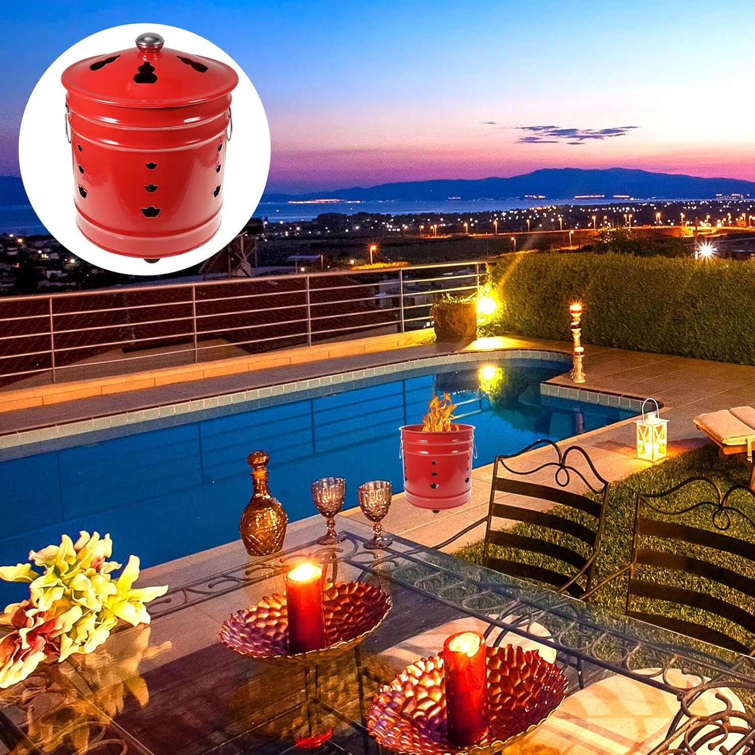 Kisangel Enamel Burn Barrel Paper Incinerator Bucket 6# Random Top Bead Design Portable Outdoor Worship Furnace for Home and Ceremonies image number 4