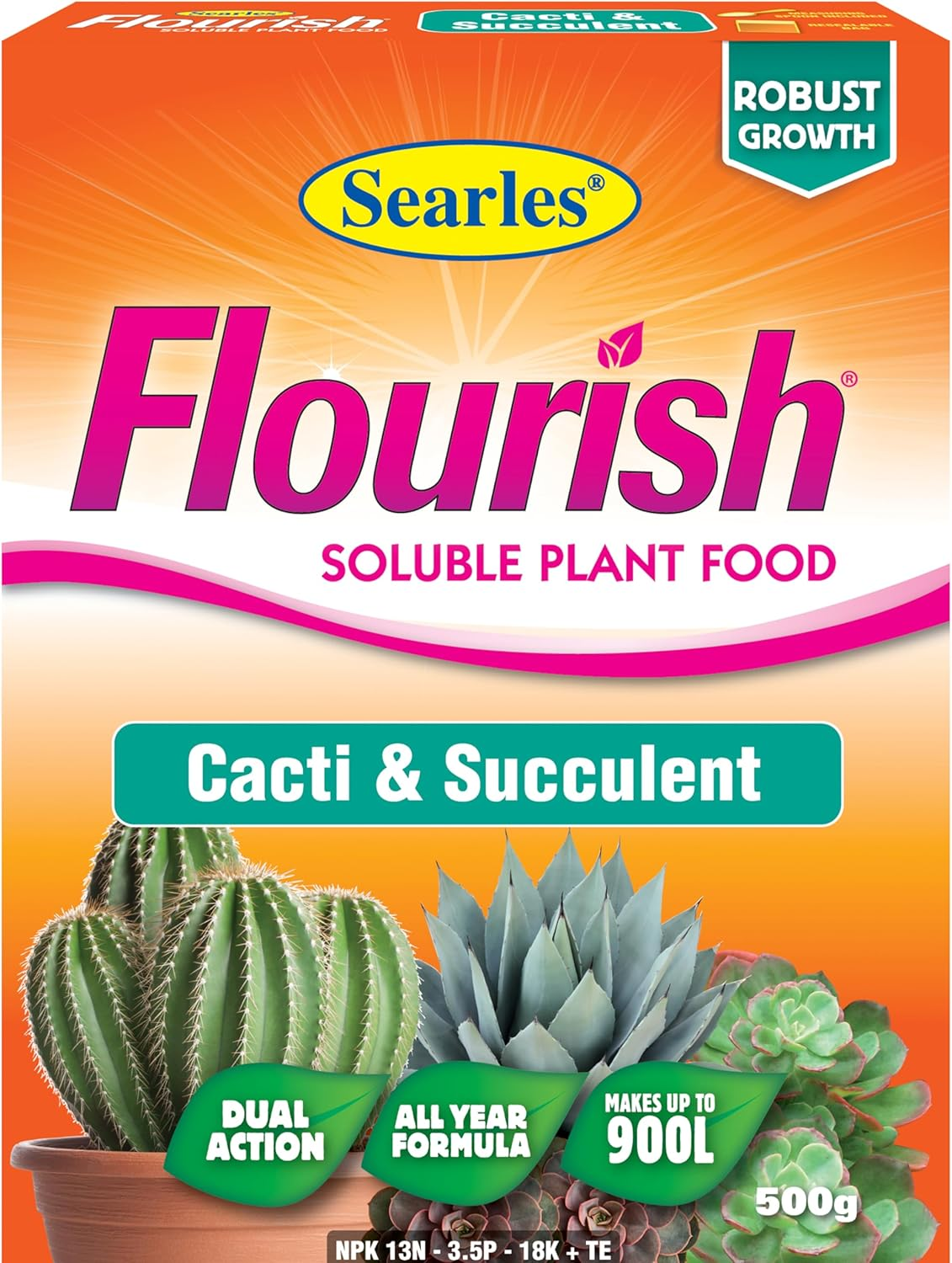 Searles Flourish Cacti and Succulent Soluble Plant Food Fertiliser, 500G image number 3